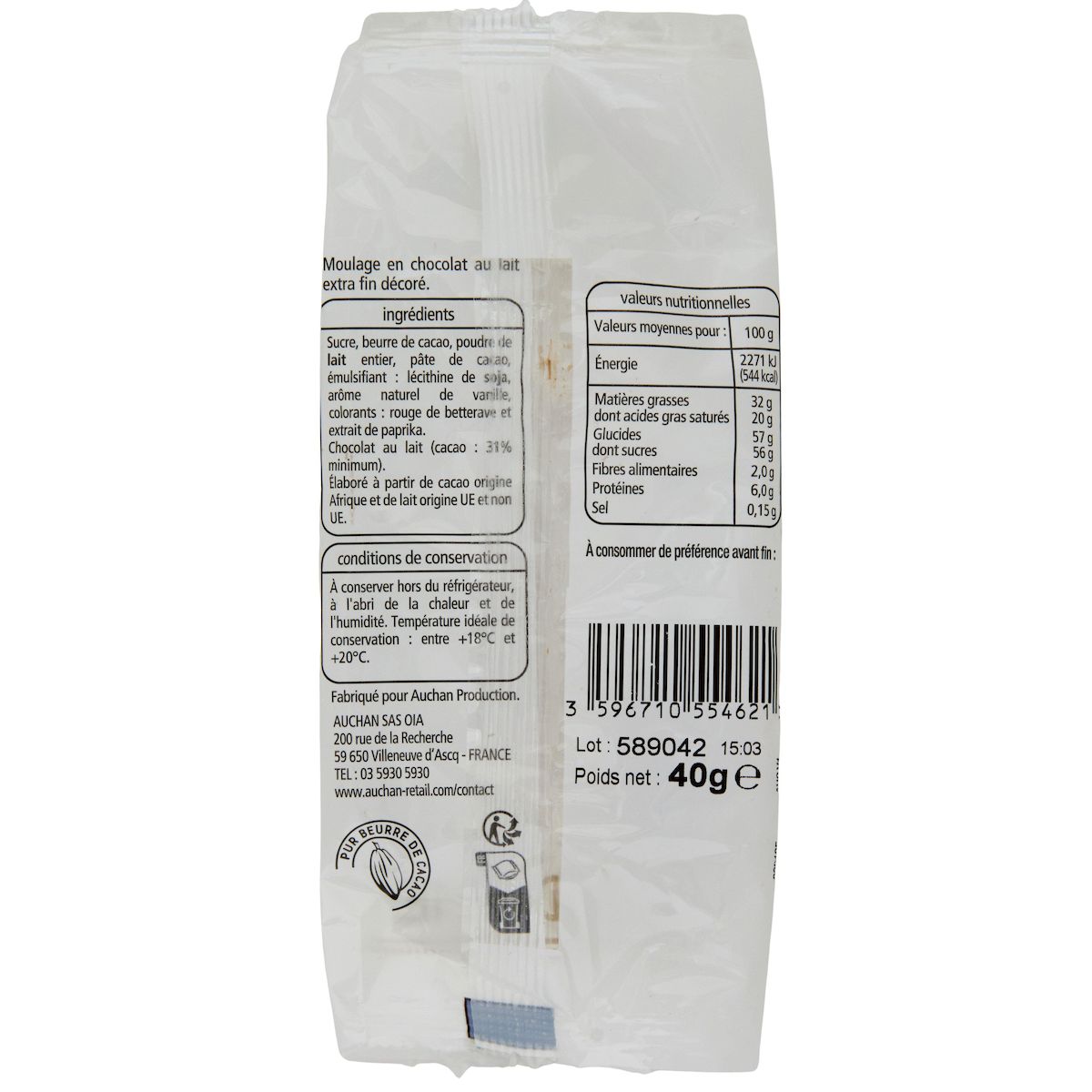 VENDOME Moulage en chocolat au lait en forme d'ourson 40g