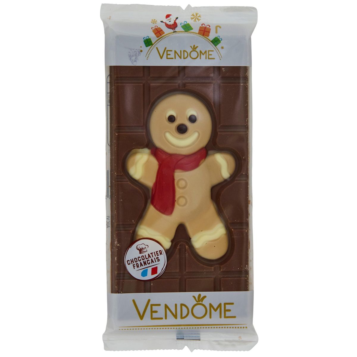 VENDOME Tablette de chocolat au lait décorée petit biscuit et renne 100g