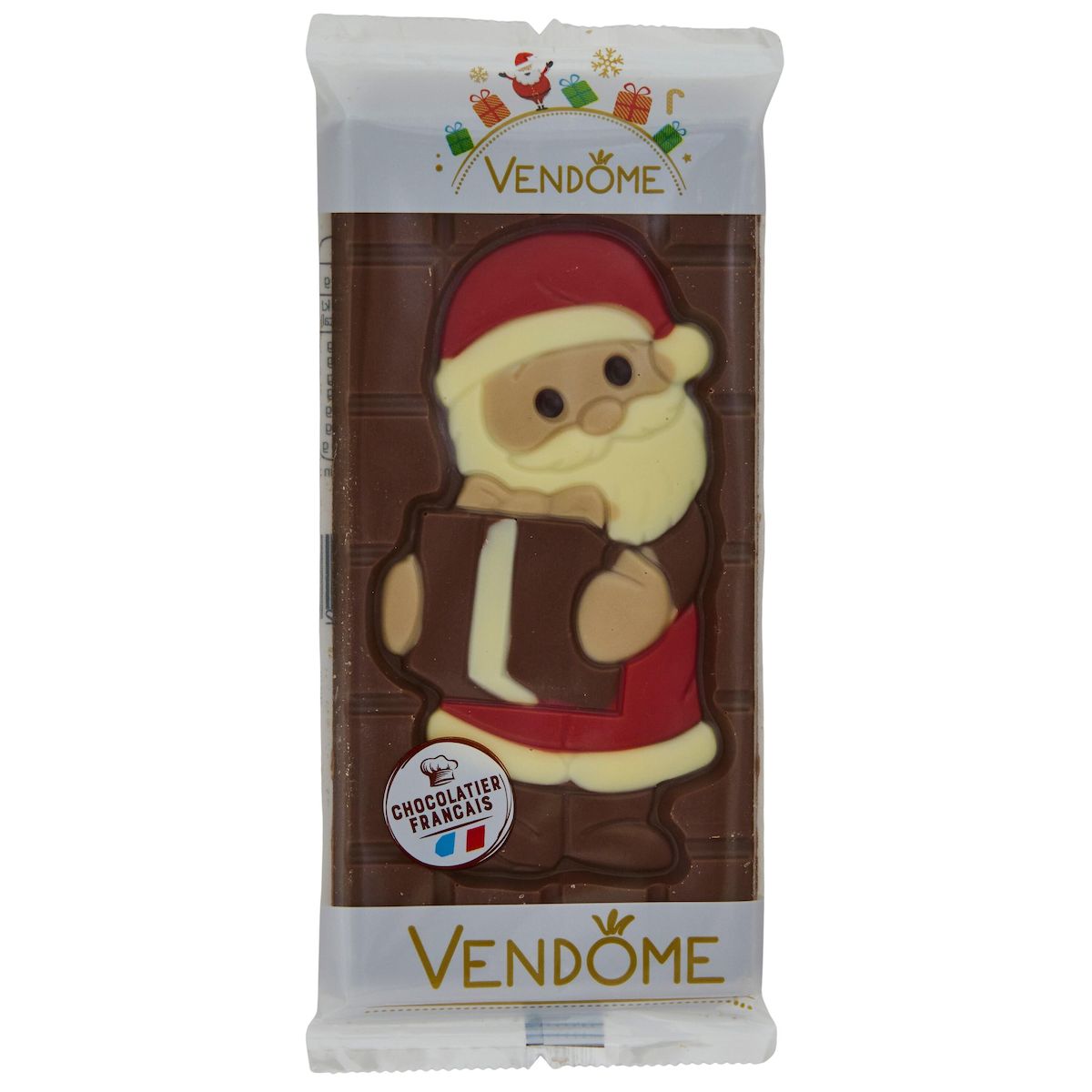 VENDOME Tablette de chocolat au lait décorée ourson de noël 100g