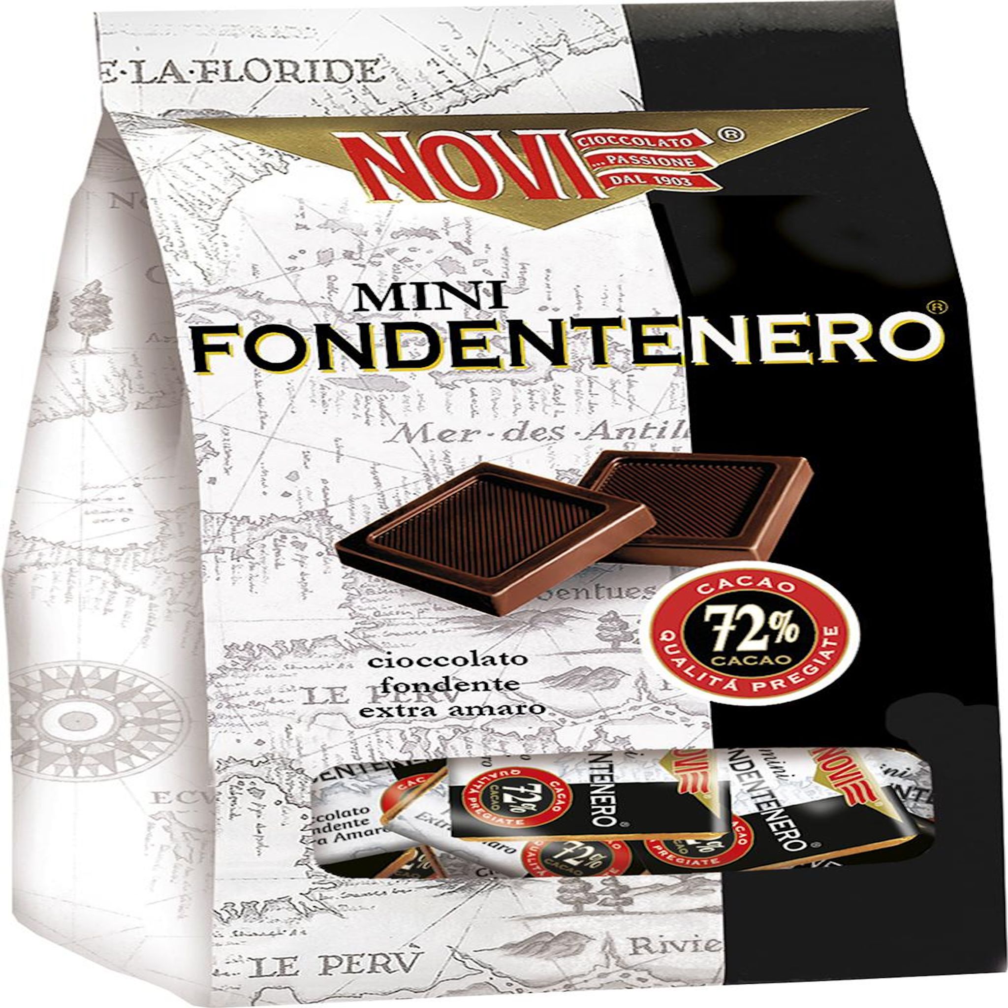NOVI Fondentenero mini tablettes de chocolat noir 72% cacao 160g