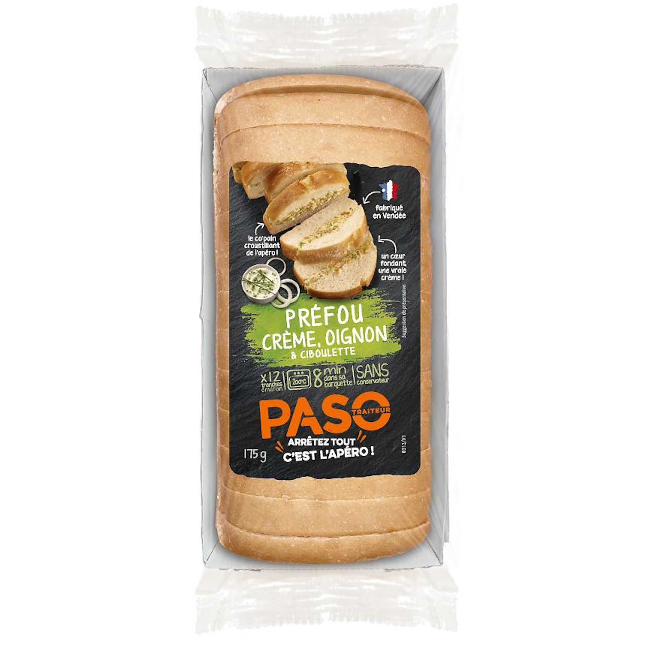 PASO Préfou à la crème oignons et ciboulette 12 tranches 175g