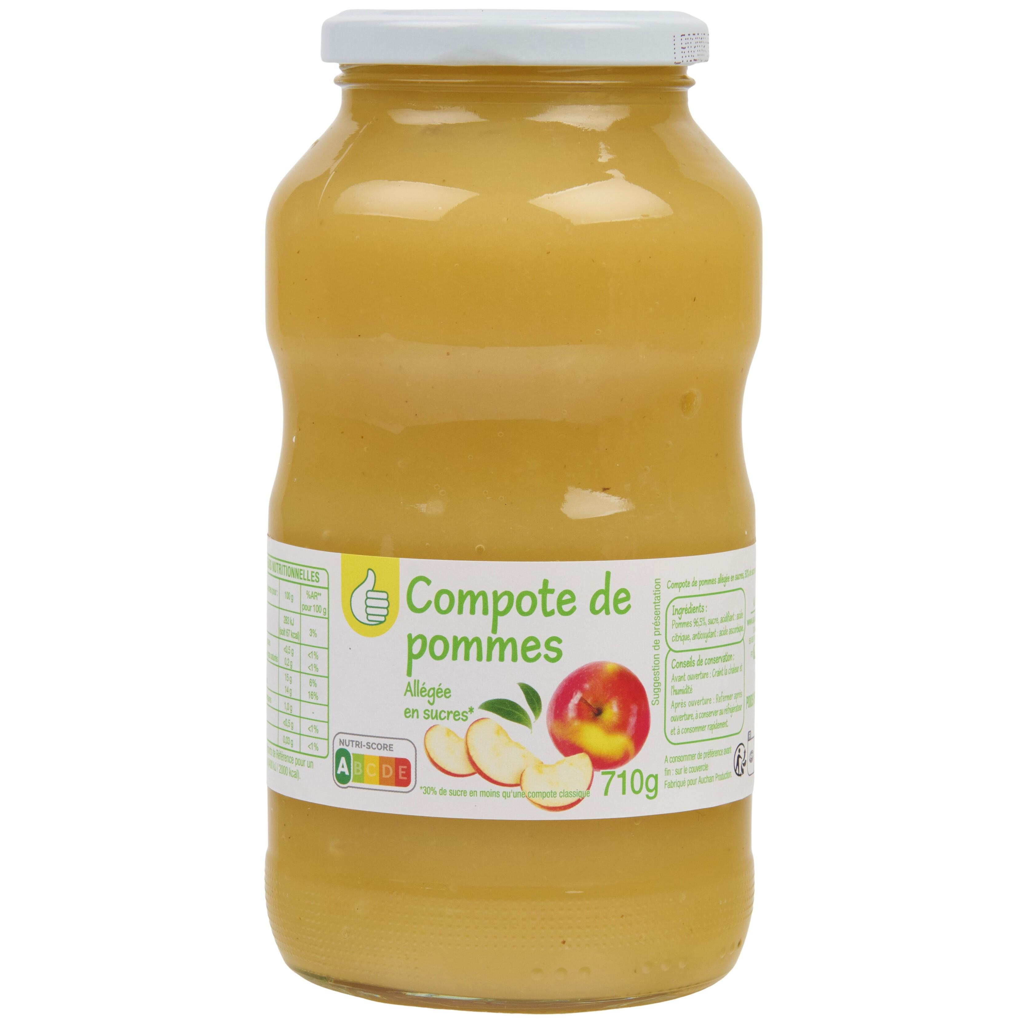 POUCE Compote pomme allégée en sucres en bocal 710g