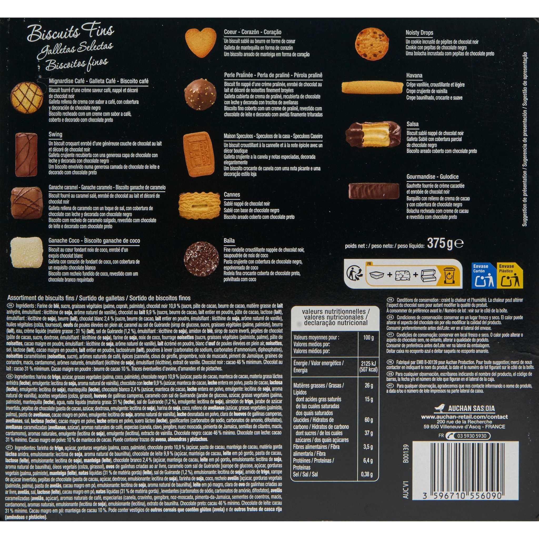 Voir la diapositive 3 : VENDOME Assortiment de biscuits traditionnels belges au chocolat 375g