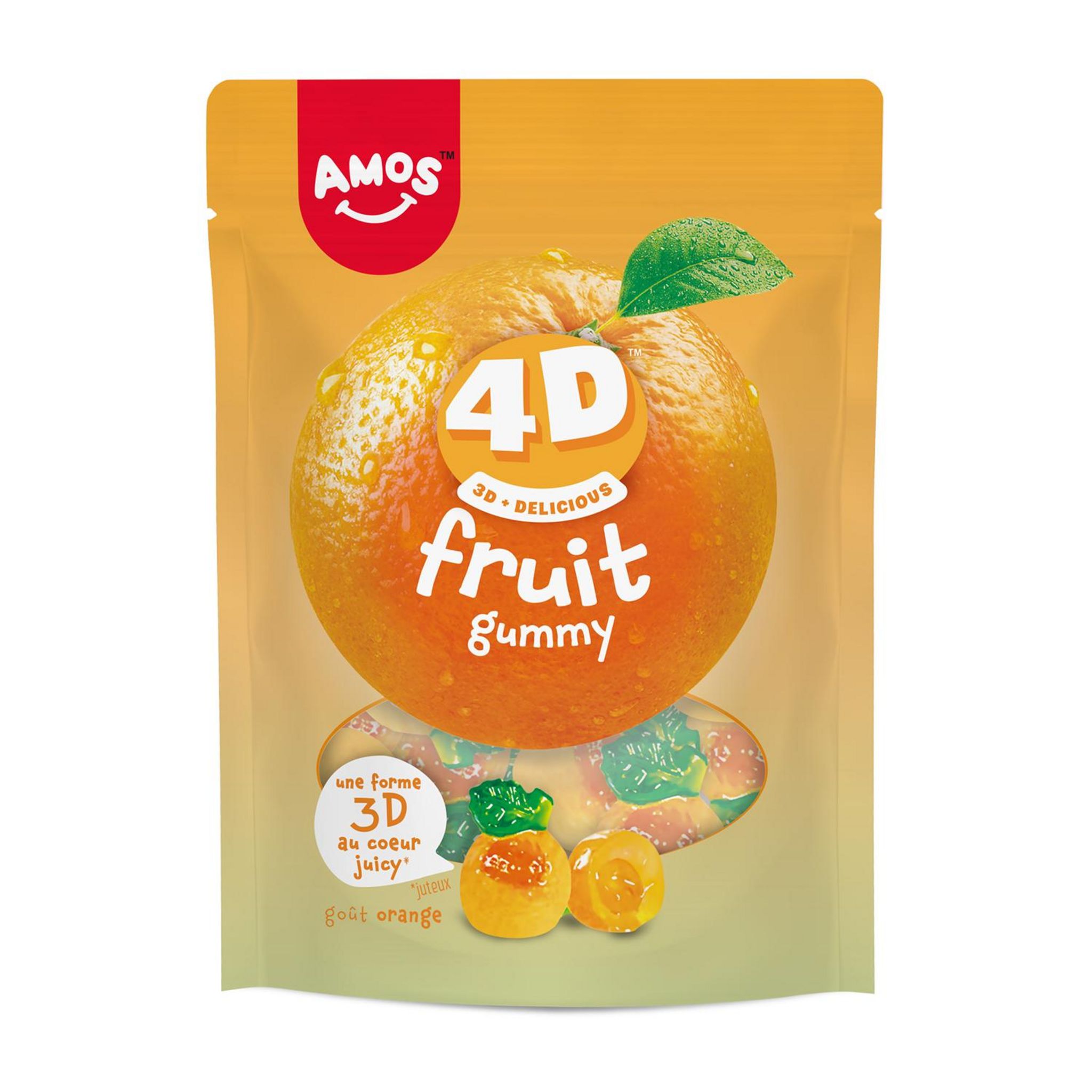 AMOS Bonbons gélifiés 4D goût orange 120g