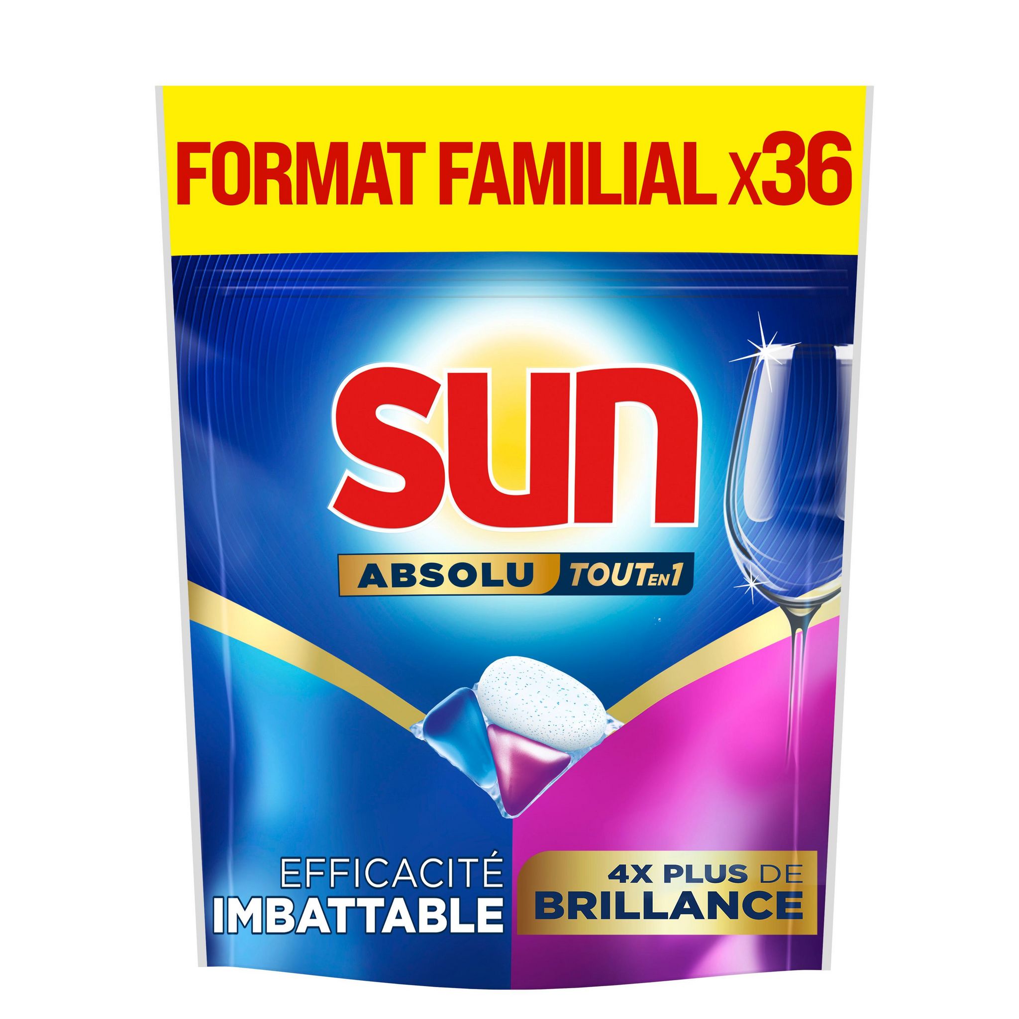SUN Absolu pastilles lave-vaisselle tout en 1 brillance 0.54KG 36 lavages