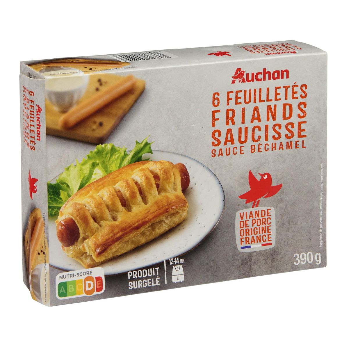 AUCHAN Feuilletés saucisses béchamel 6 pièces 390g
