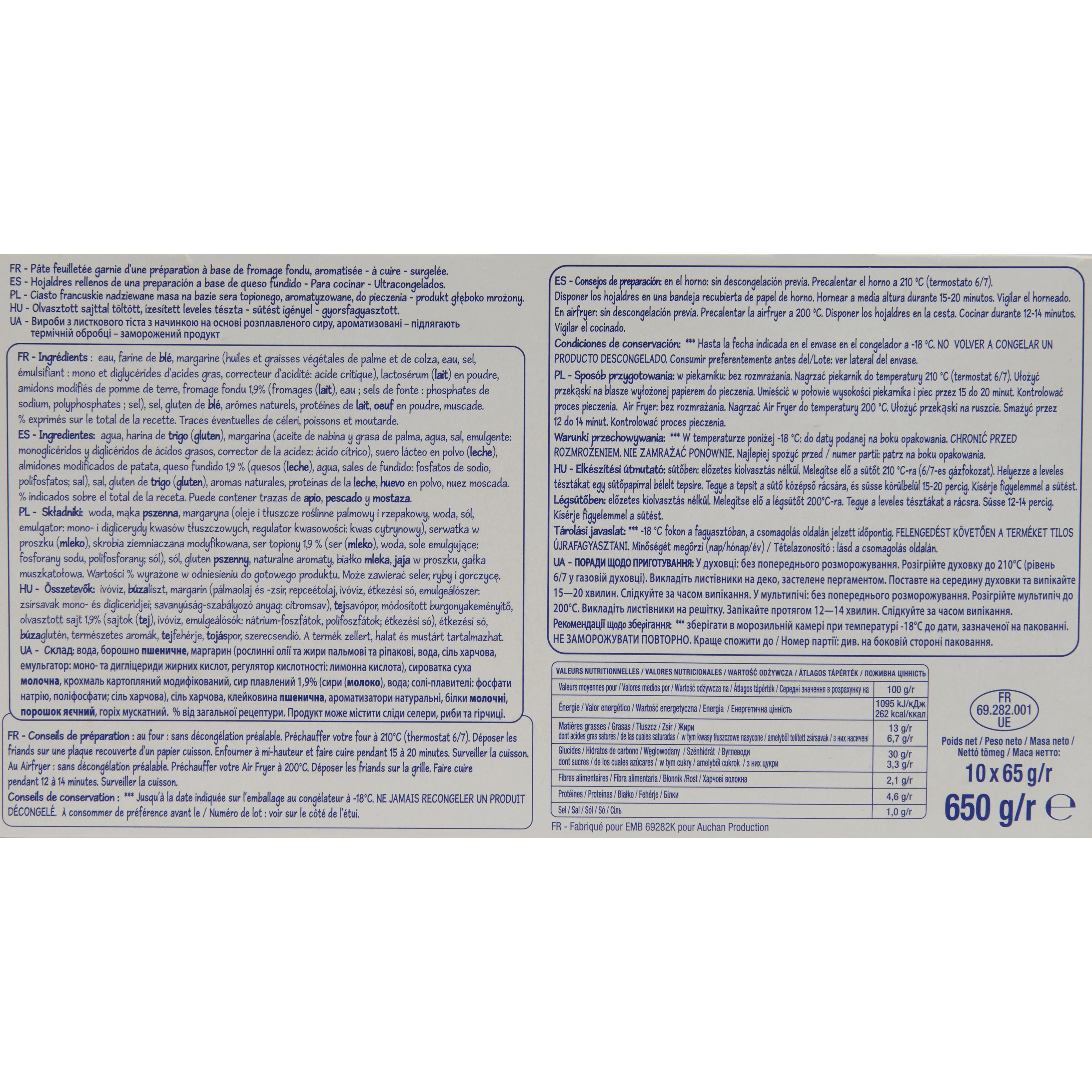 Voir la diapositive 2 : POUCE Feuilletés au fromage 10 pièces 650g