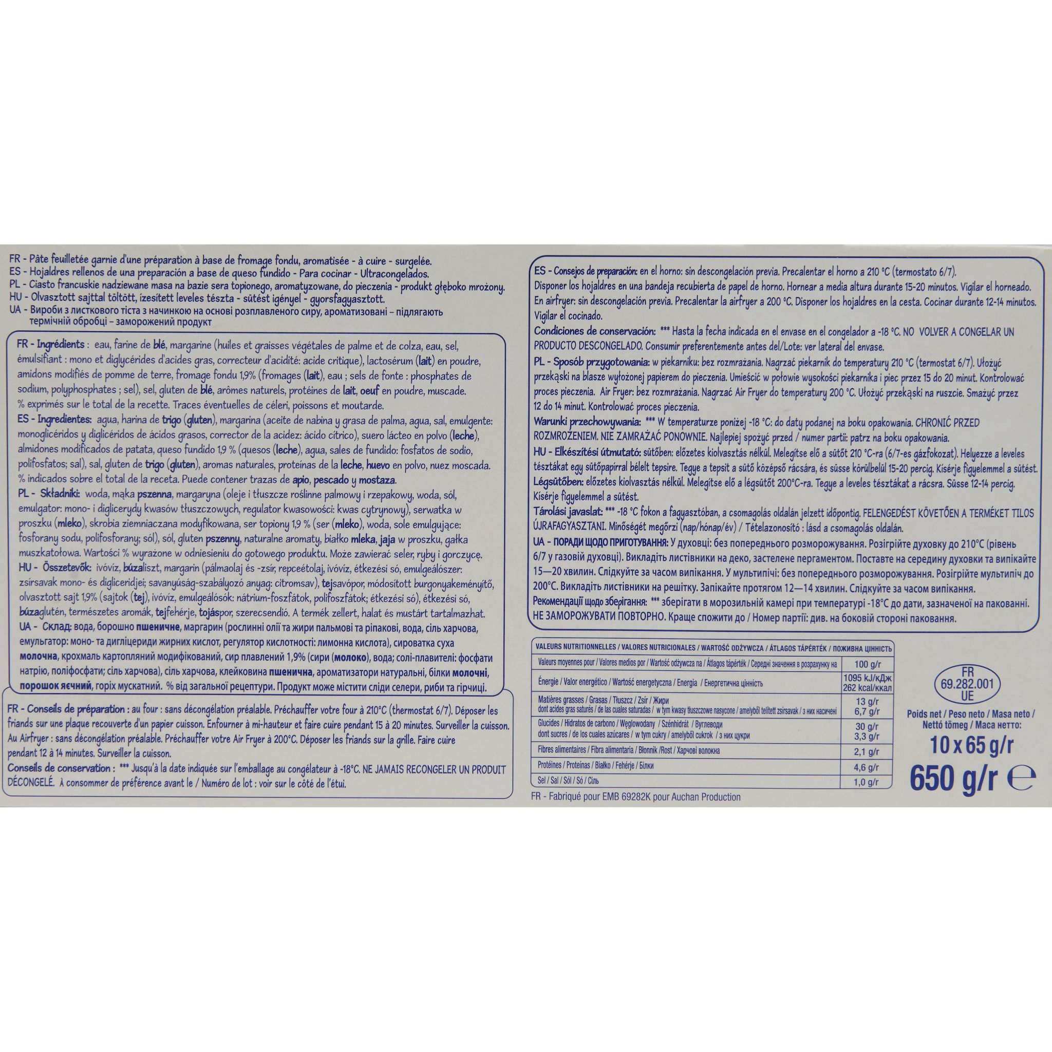 Voir la diapositive 2 : POUCE Feuilletés au fromage 10 pièces 650g