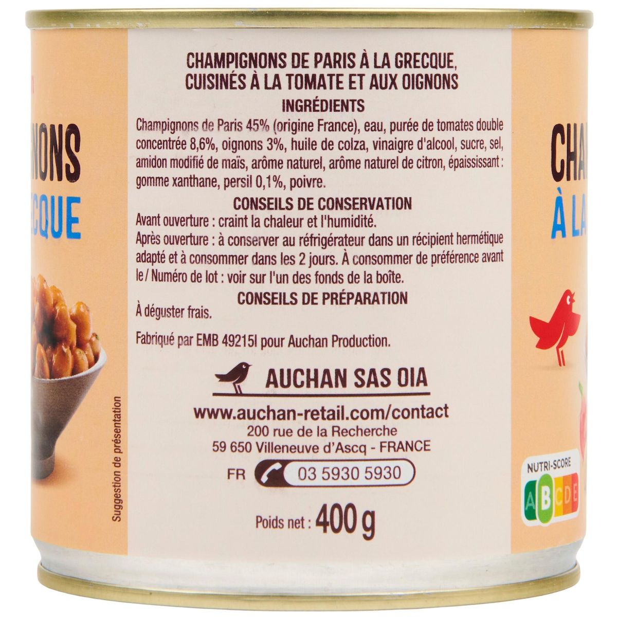 AUCHAN Champignons à la grecque 400g