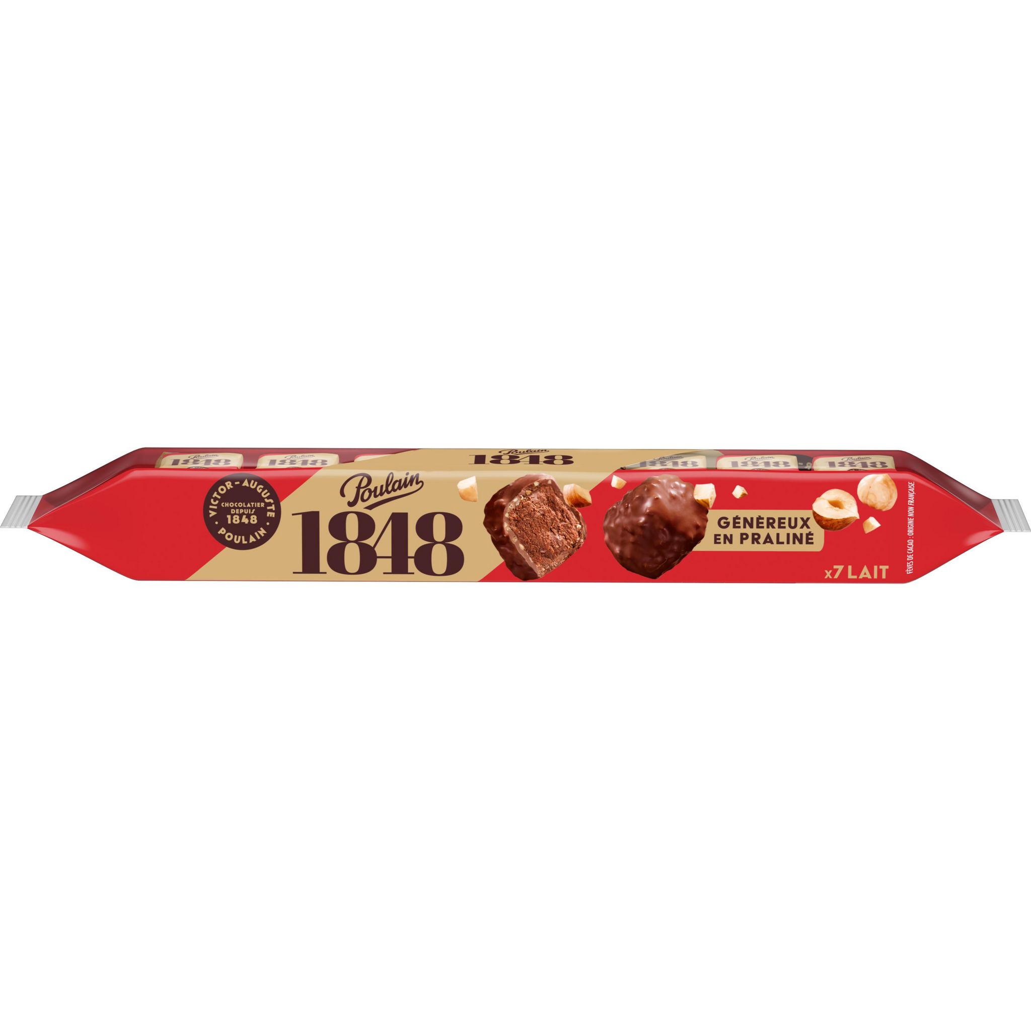 POULAIN Rochers chocolat au lait éclats de noisettes caramélisés fourré praliné noisettes 7 pièces 32g