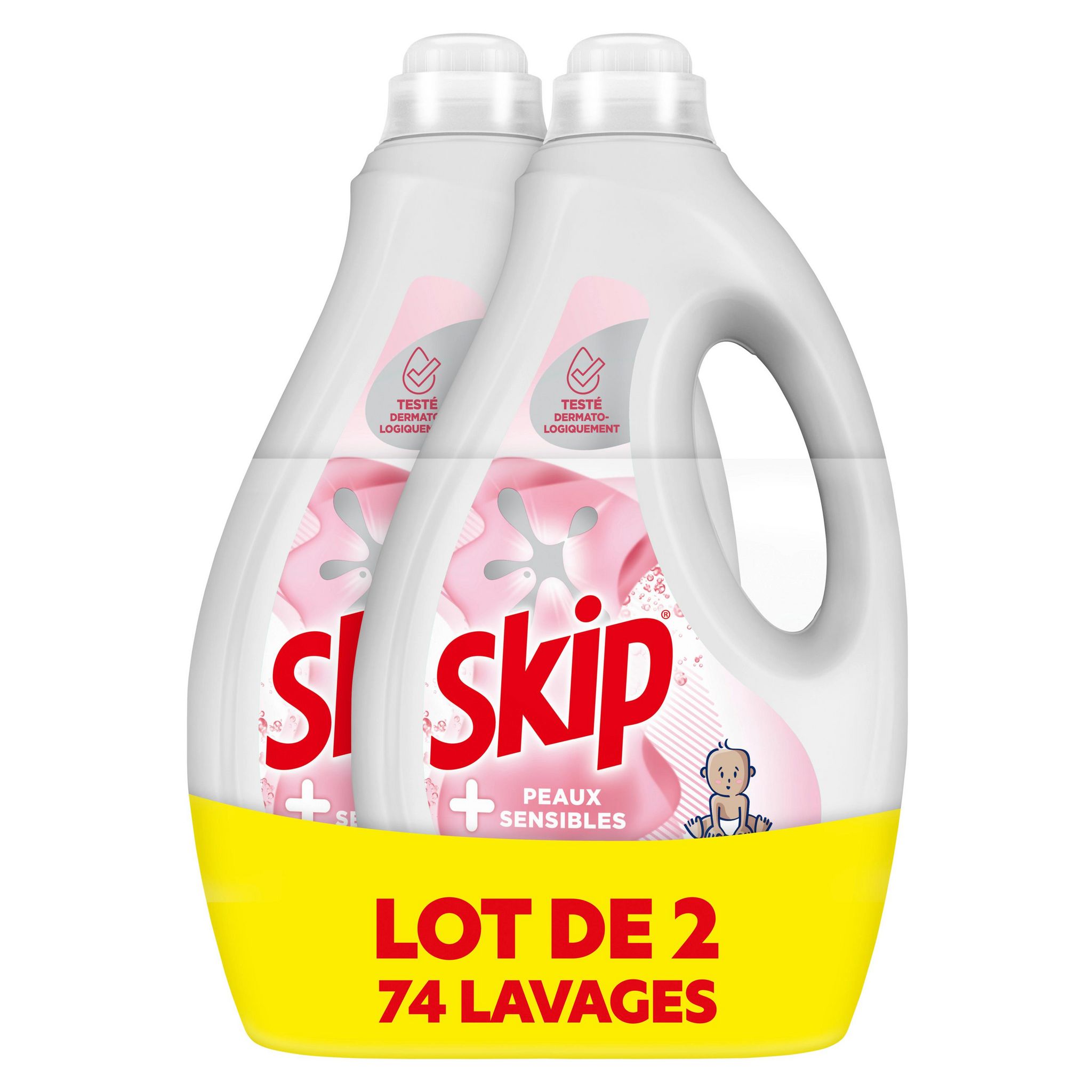 SKIP Lessive liquide peaux sensibles 74 lavages 3,108l