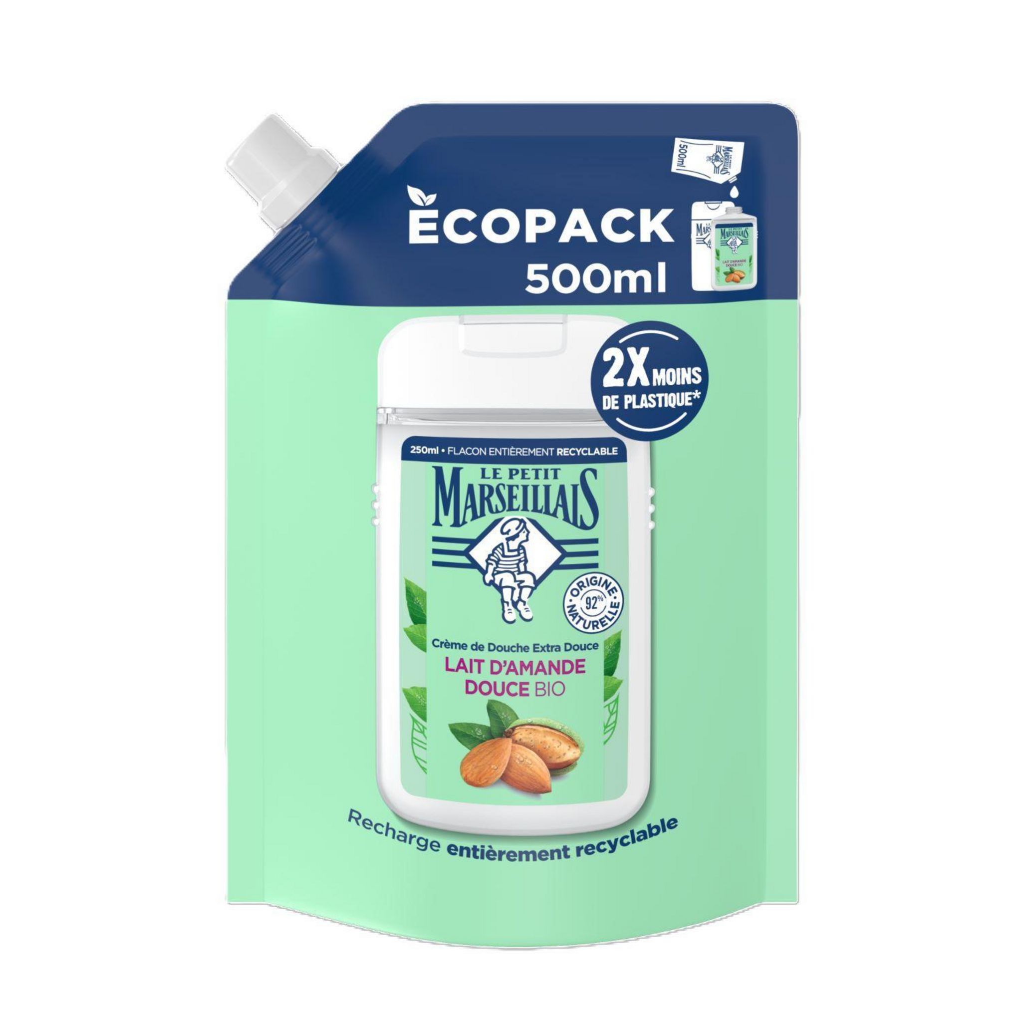 LE PETIT MARSEILLAIS Recharge crème de douche extra douce lait d'amande bio 500ml