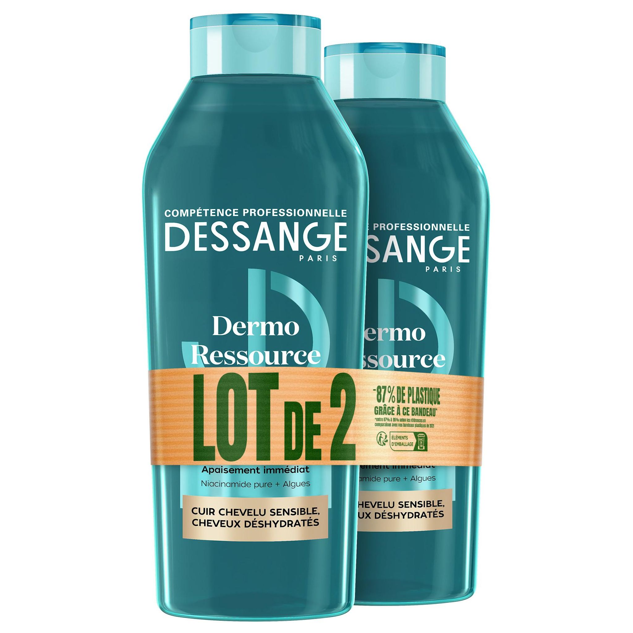 DESSANGE Dermo Ressource shampoing cuir chevelu sensible cheveux déshydratés 2x280ml