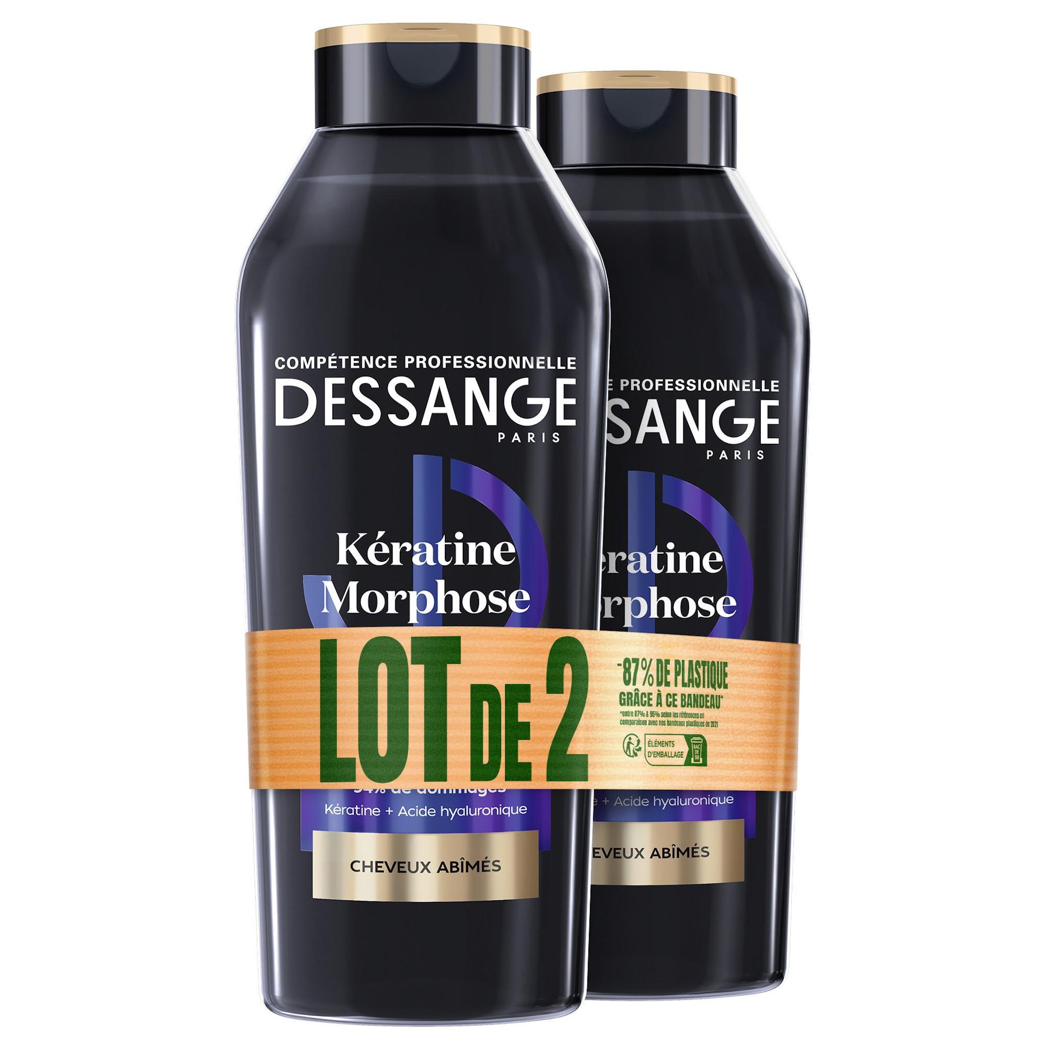 DESSANGE Shampoing kératine morphose cheveux abîmés 2x280ml