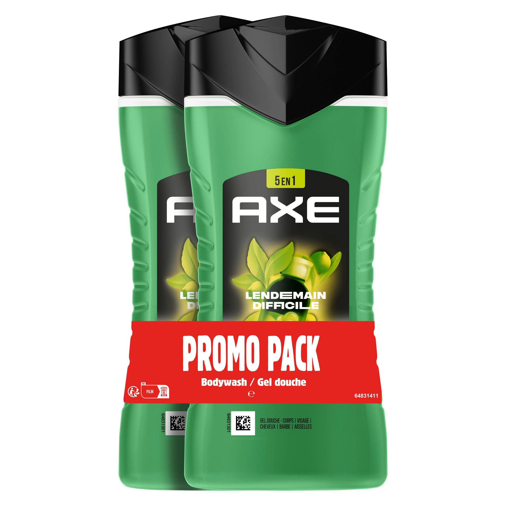 AXE Gel douche 5en1 lendemain difficile 2x250ml