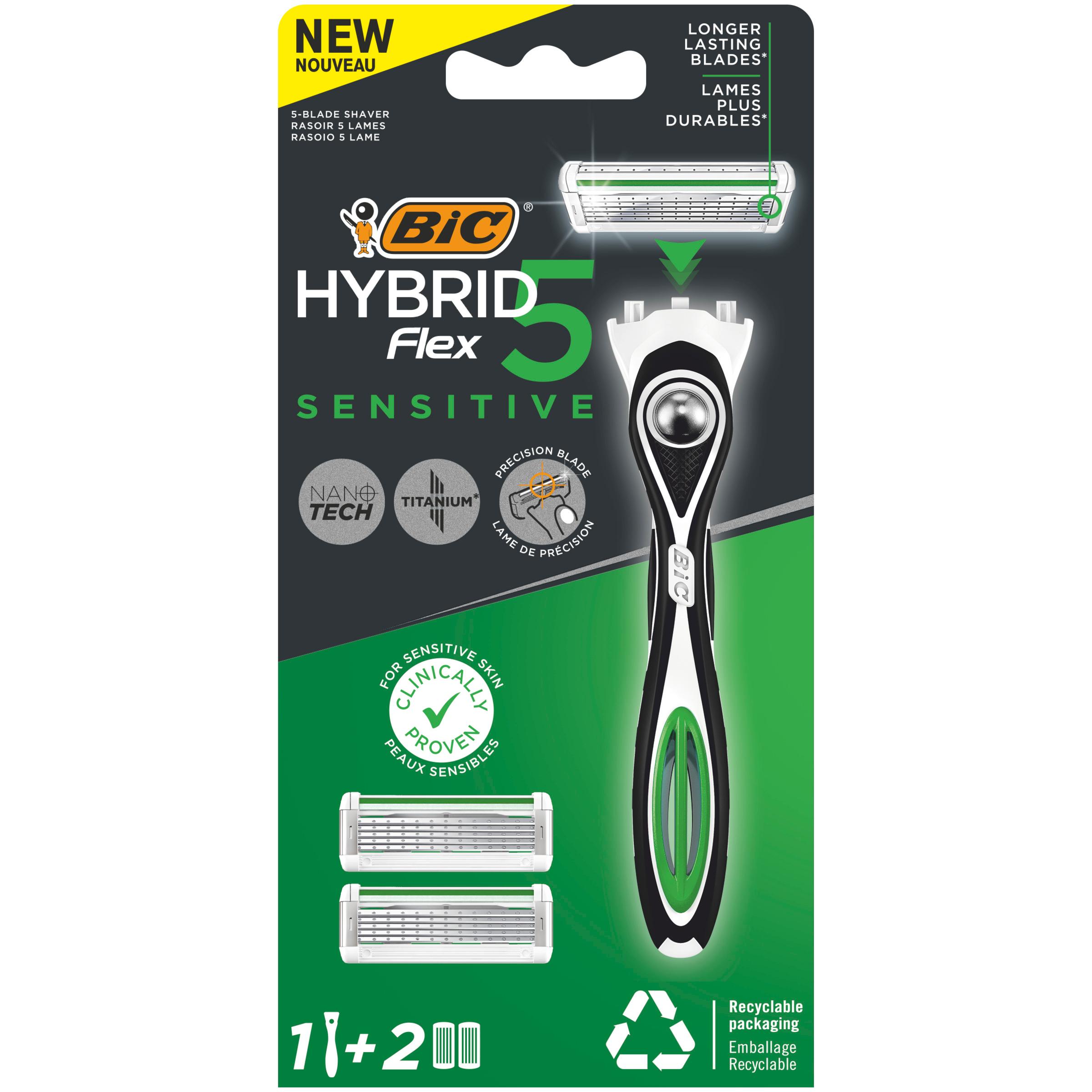 Voir la diapositive 2 : BIC Rasoir rechargeable hybrid 5 flex sensitive 1 rasoir+2 recharges