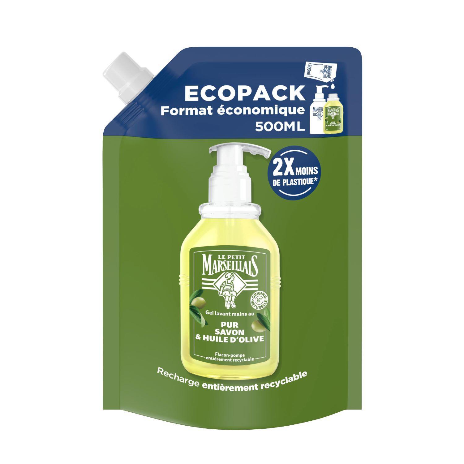 LE PETIT MARSEILLAIS Recharge gel lavant pur savon et huile d'olive 500ml