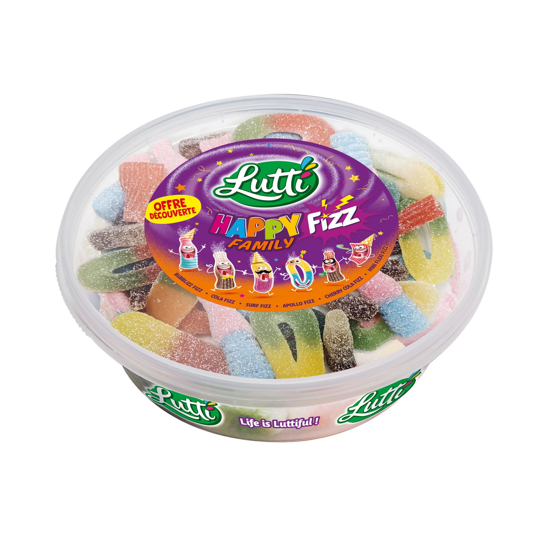 LUTTI Happy Family bonbons gélifiés goût fizz 550g