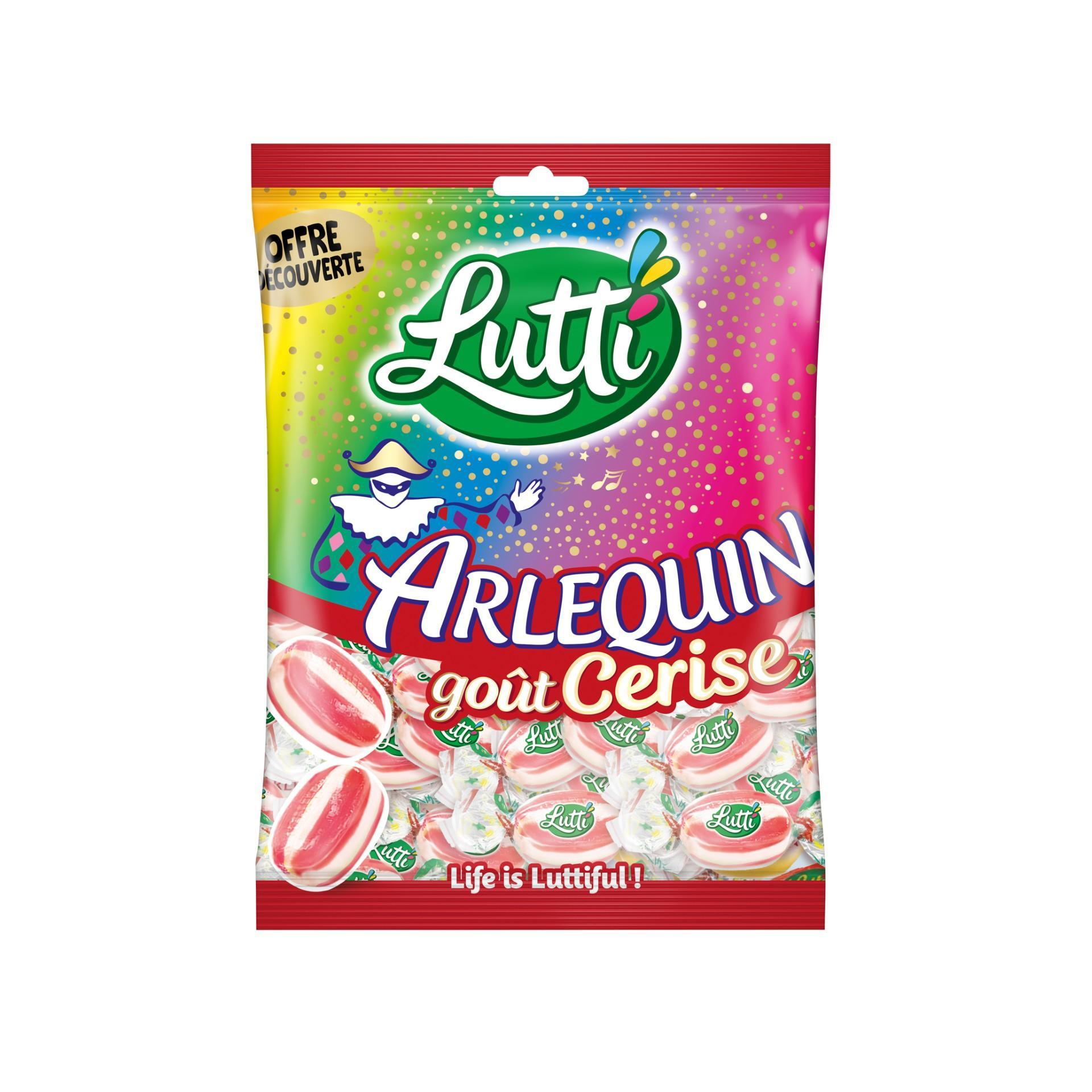 LUTTI Bonbons Arlequin acidulés goût cerise 350g