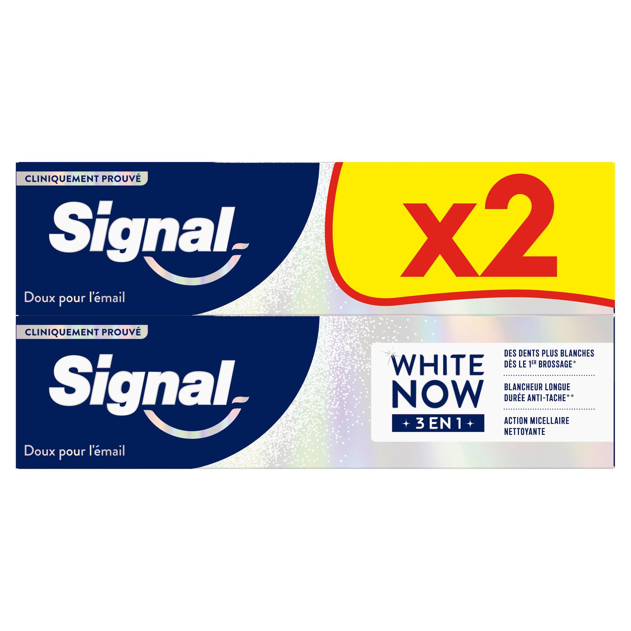 Voir la diapositive 2 : SIGNAL White Now Dentifrice 3en1 blancheur 2x75ml