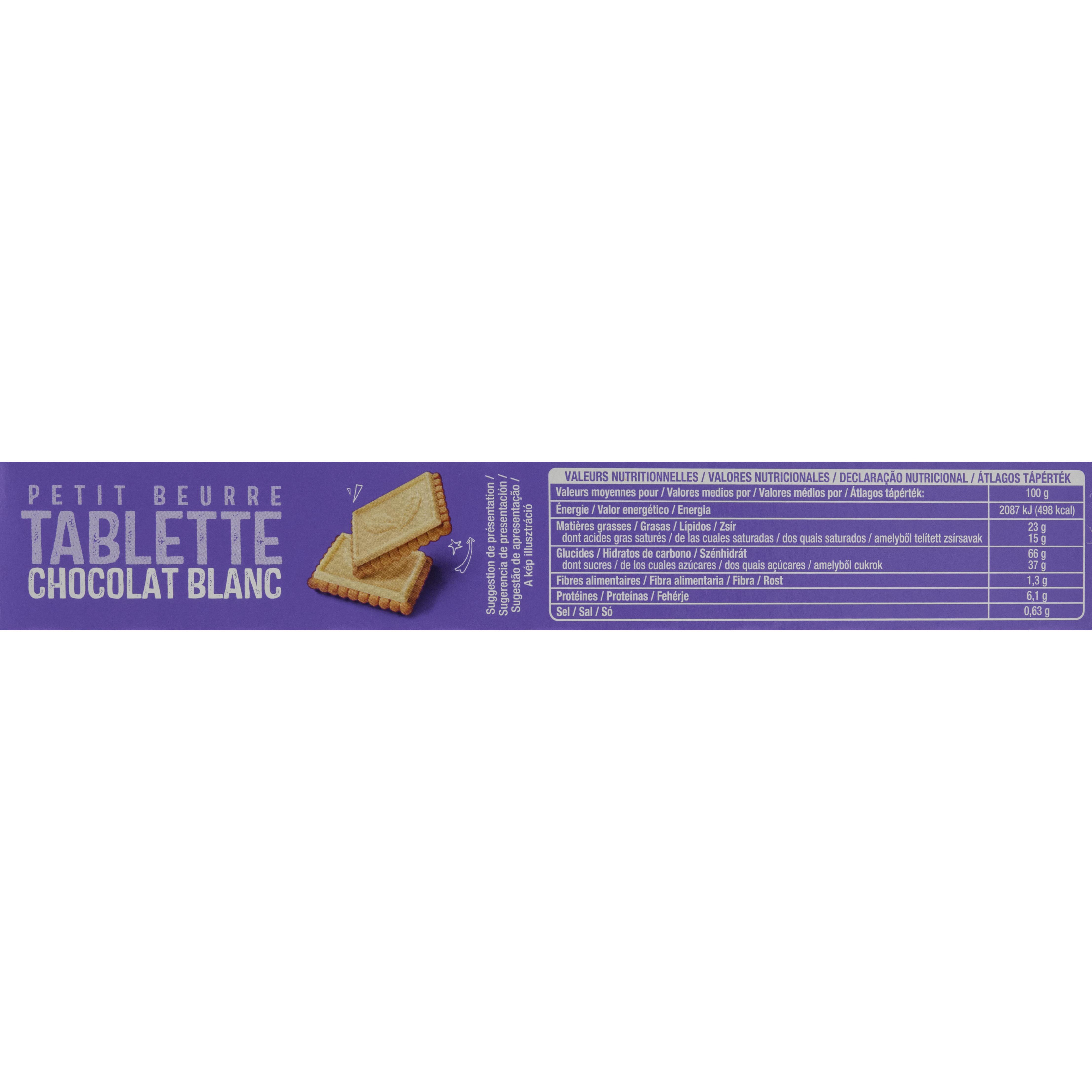 Voir la diapositive 2 : AUCHAN Petit beurre tablette au chocolat blanc 150g