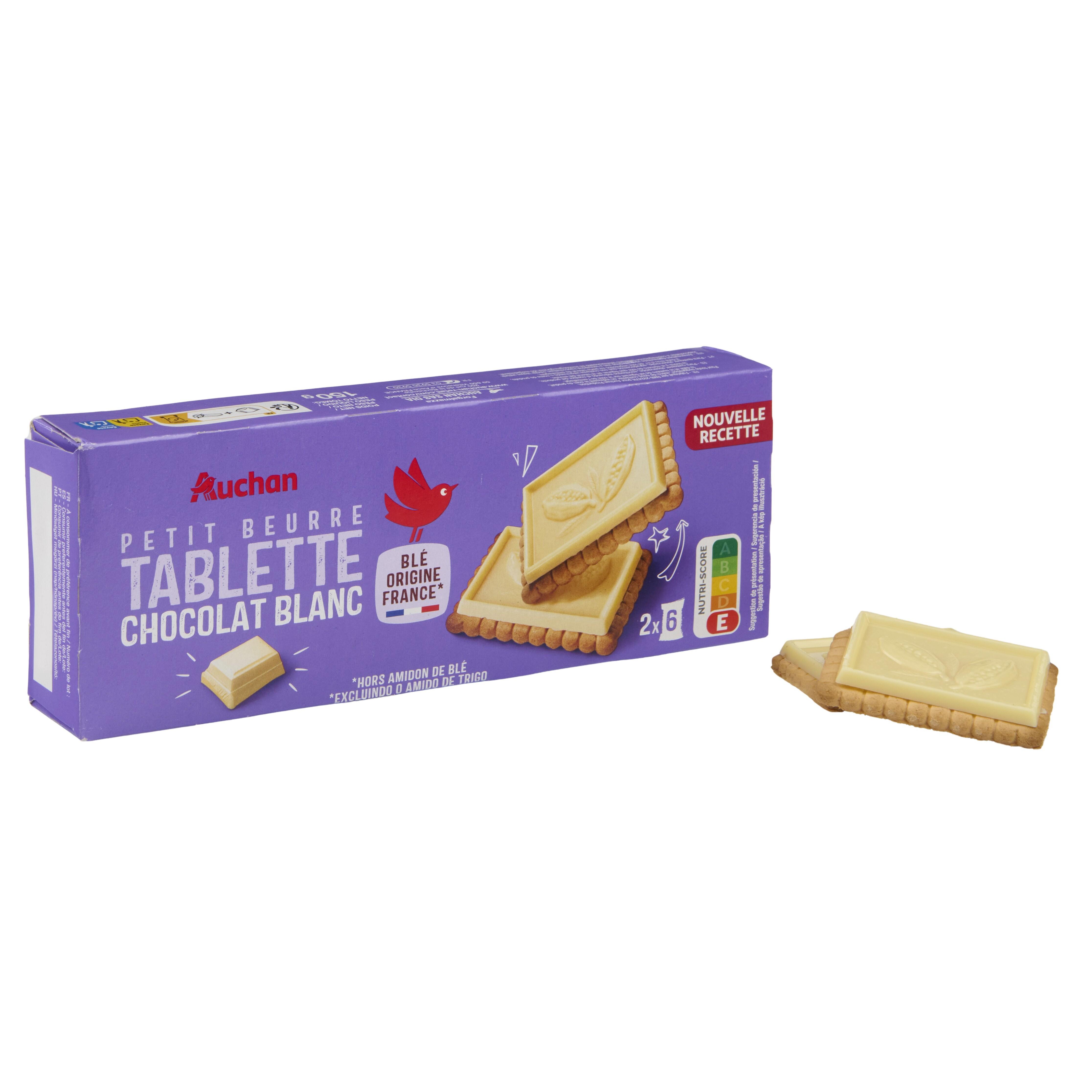 Voir la diapositive 5 : AUCHAN Petit beurre tablette au chocolat blanc 150g