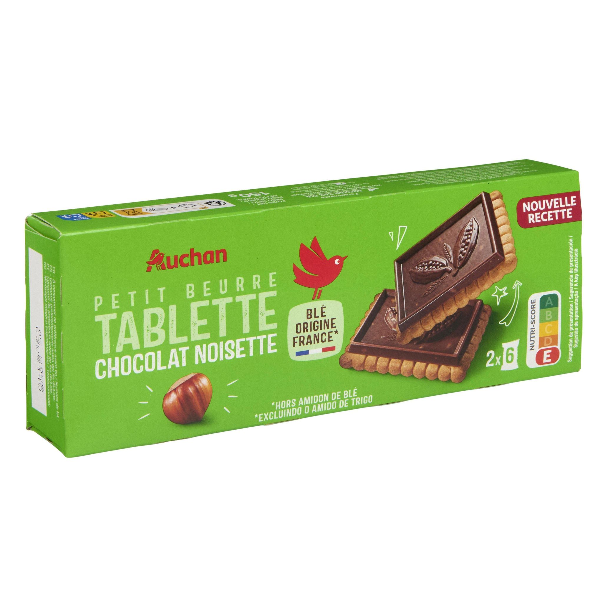 Voir la diapositive 2 : AUCHAN Petit beurre tablette chocolat noisette 150g