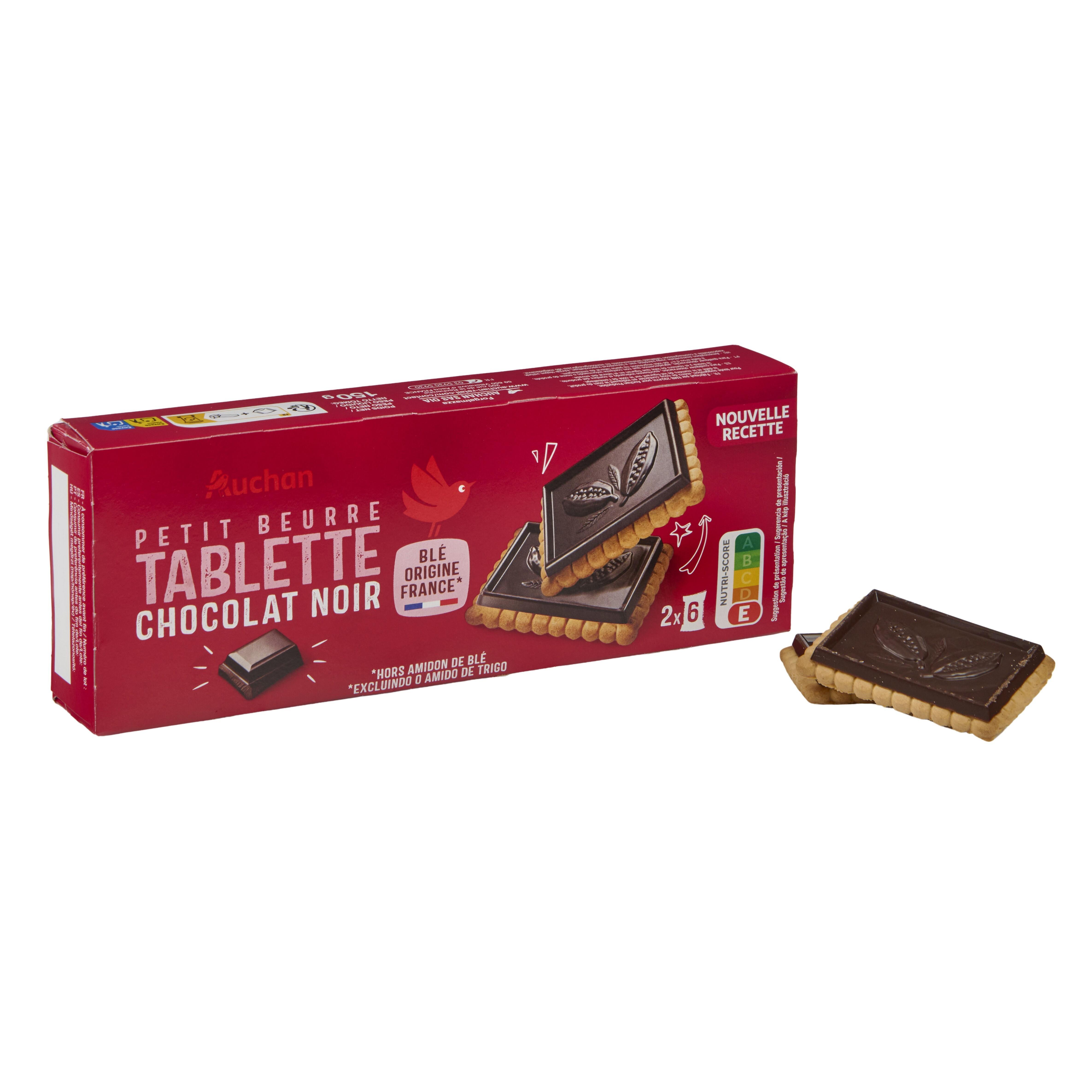Voir la diapositive 3 : AUCHAN Petit beurre au chocolat noir 150g