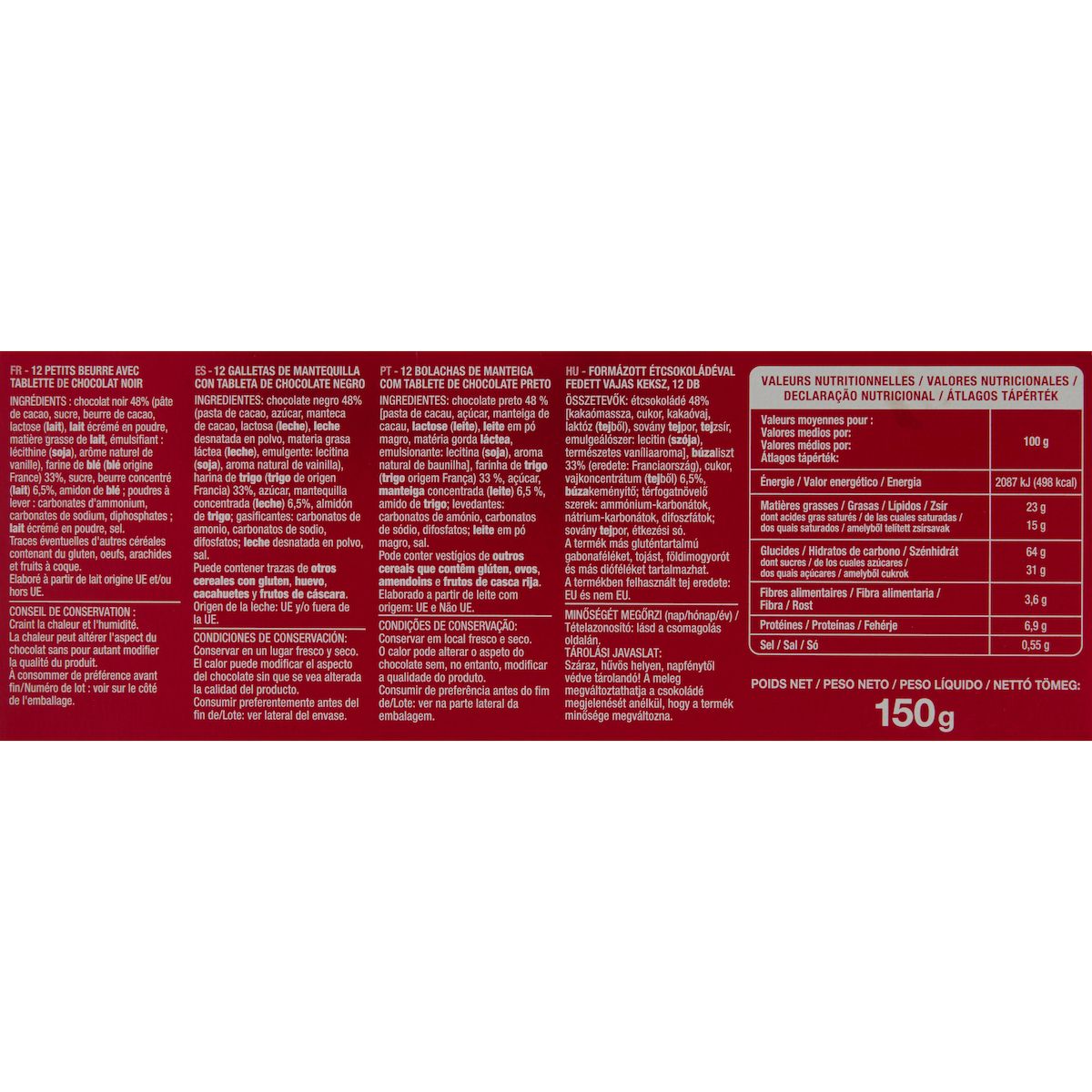 AUCHAN Petit beurre au chocolat noir 150g