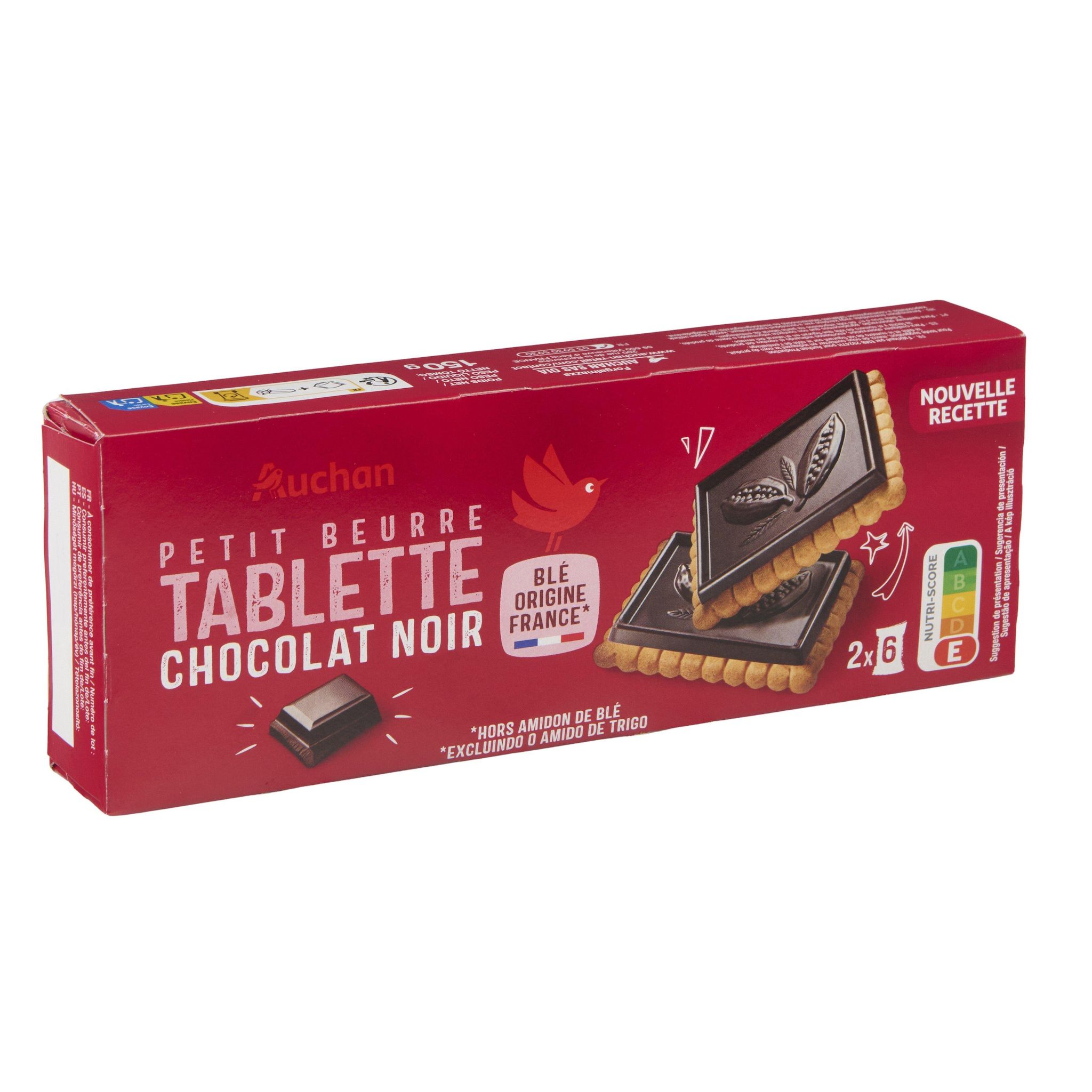 Voir la diapositive 4 : AUCHAN Petit beurre au chocolat noir 150g