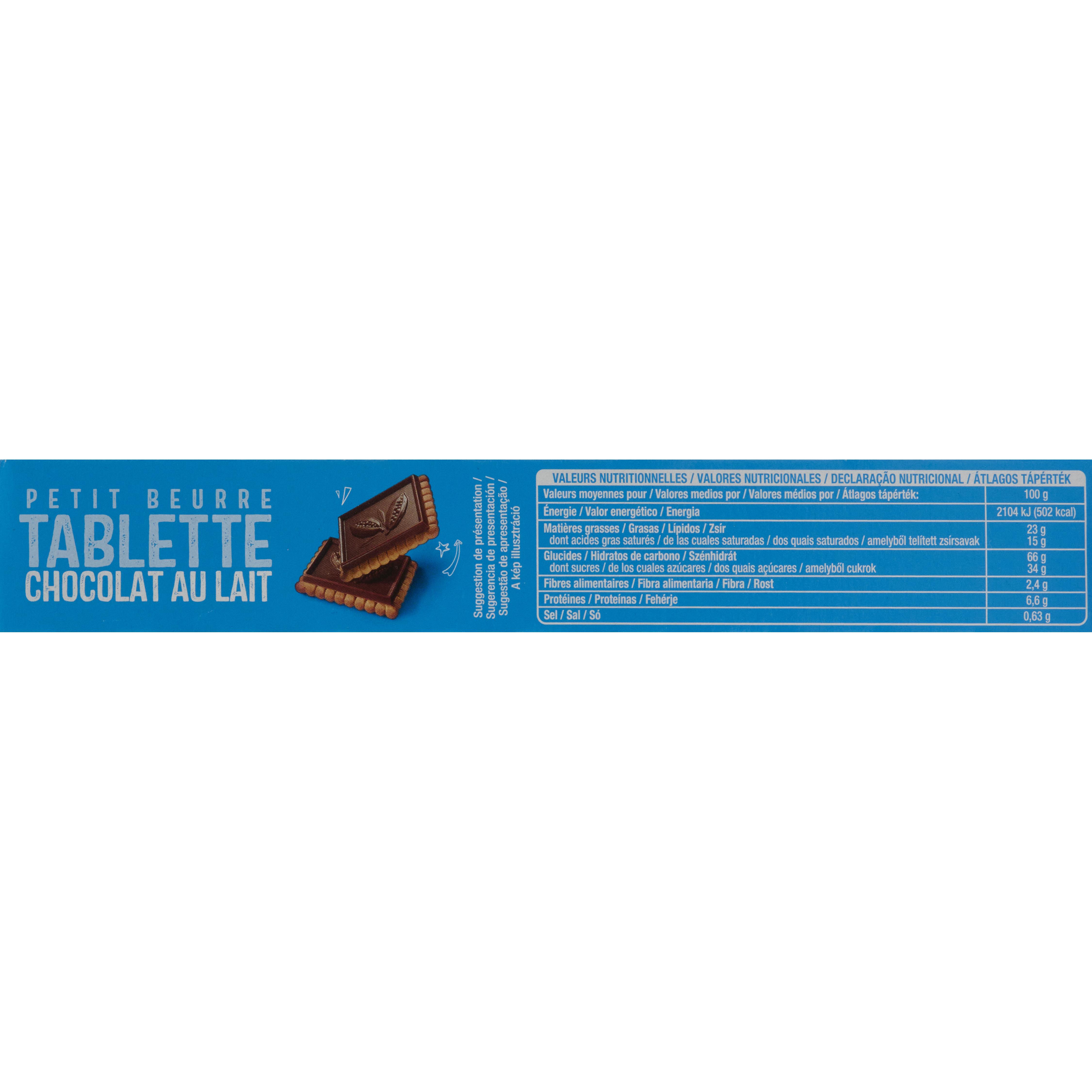 Voir la diapositive 2 : AUCHAN Biscuits petit beurre au chocolat au lait 150g