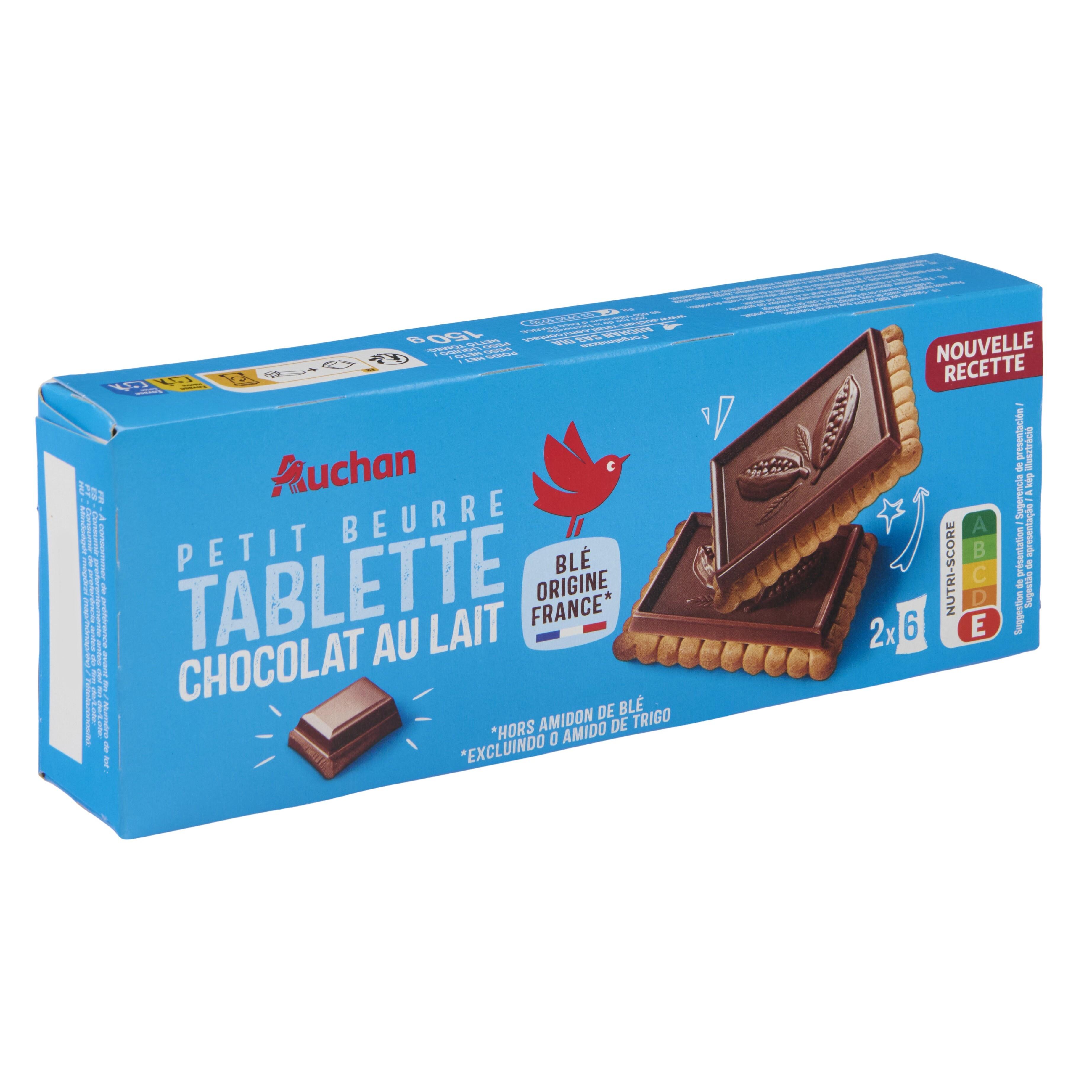 Voir la diapositive 5 : AUCHAN Biscuits petit beurre au chocolat au lait 150g