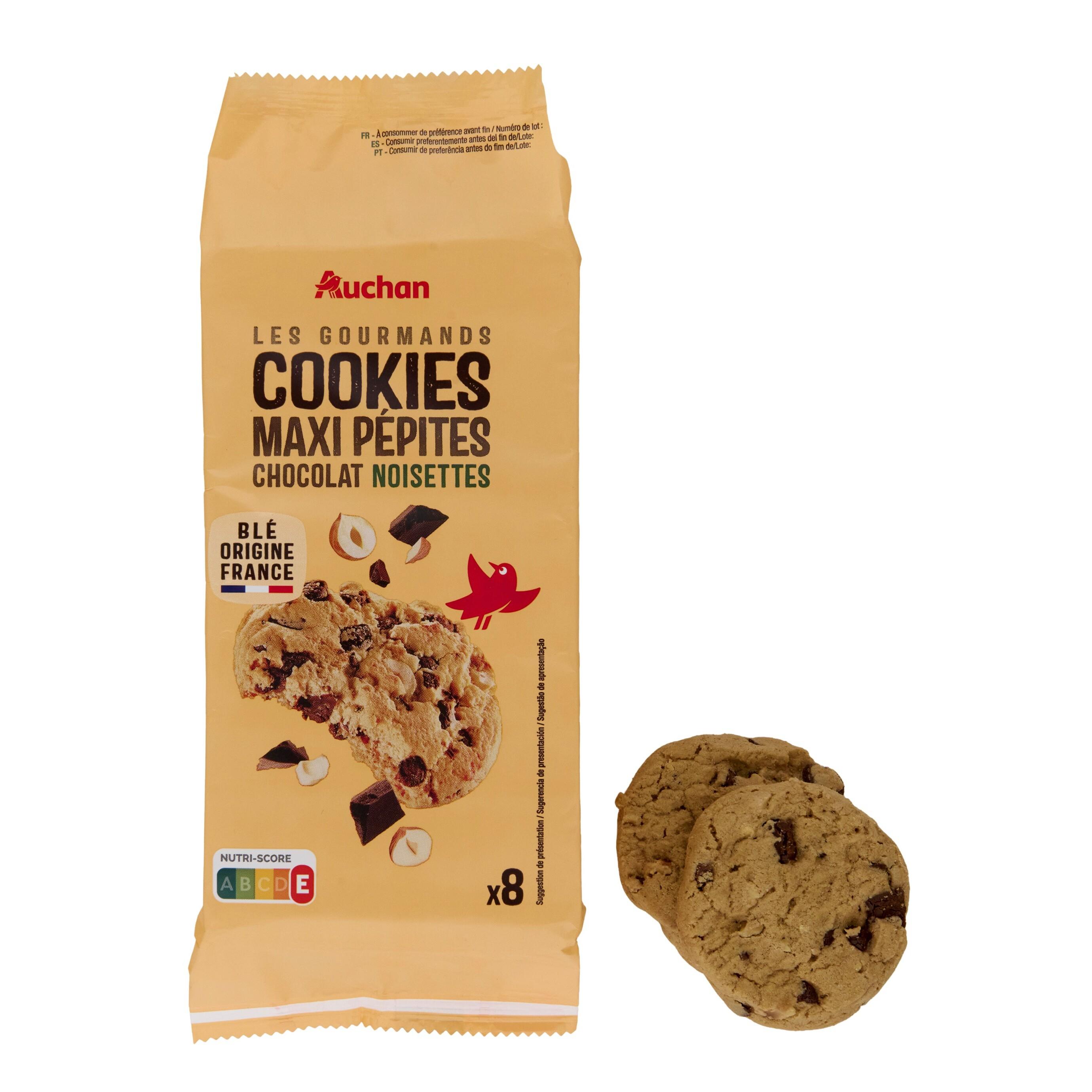 Voir la diapositive 3 : AUCHAN Maxi cookies au chocolat et noisettes 184g