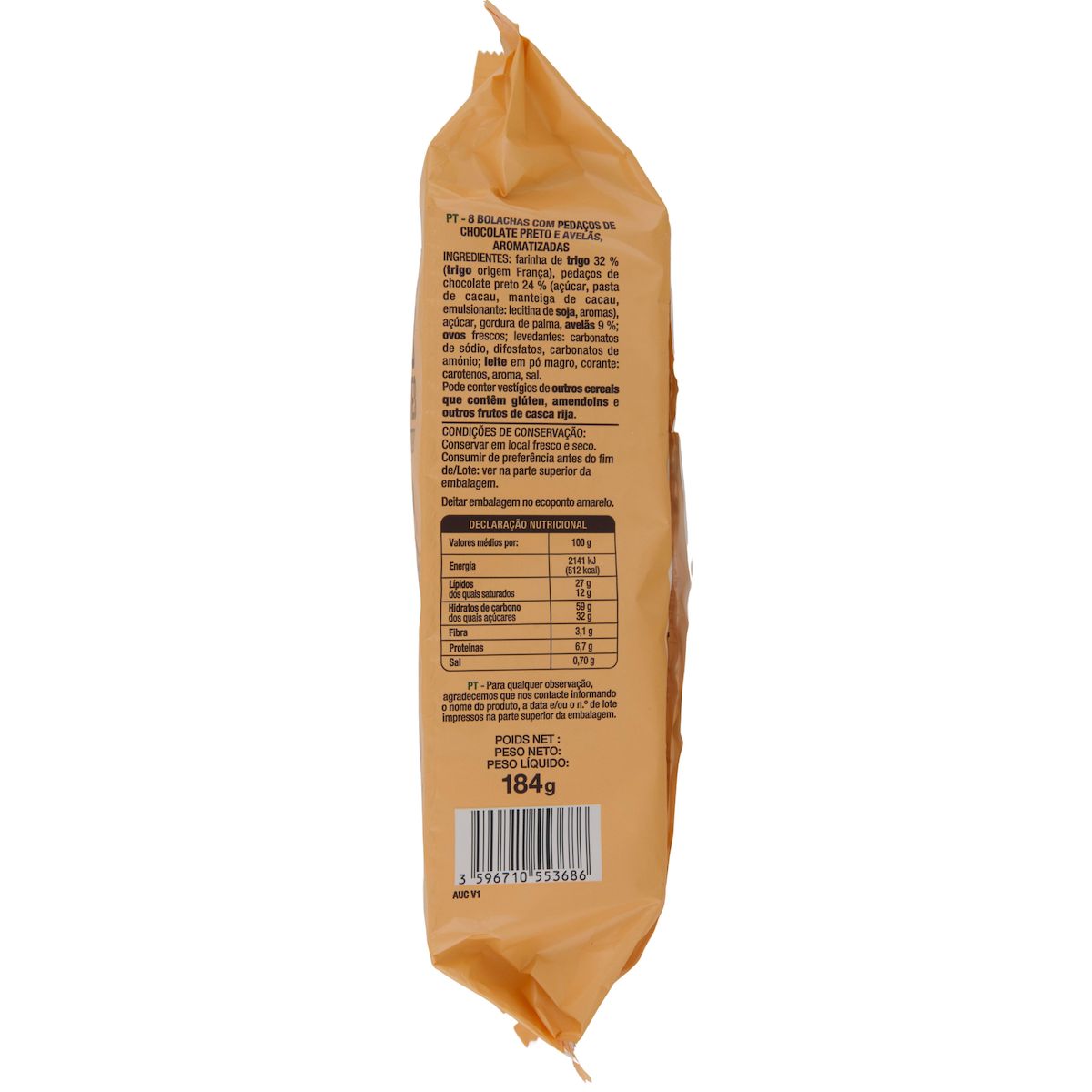 AUCHAN Maxi cookies au chocolat et noisettes 184g