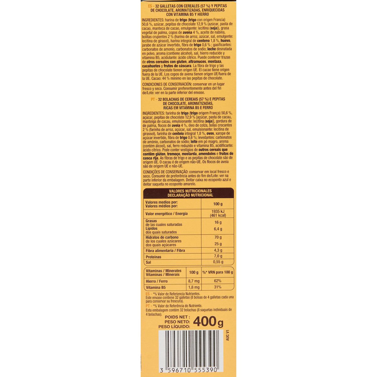 AUCHAN Biscuits petit-déjeuner pépites de chocolat 400g