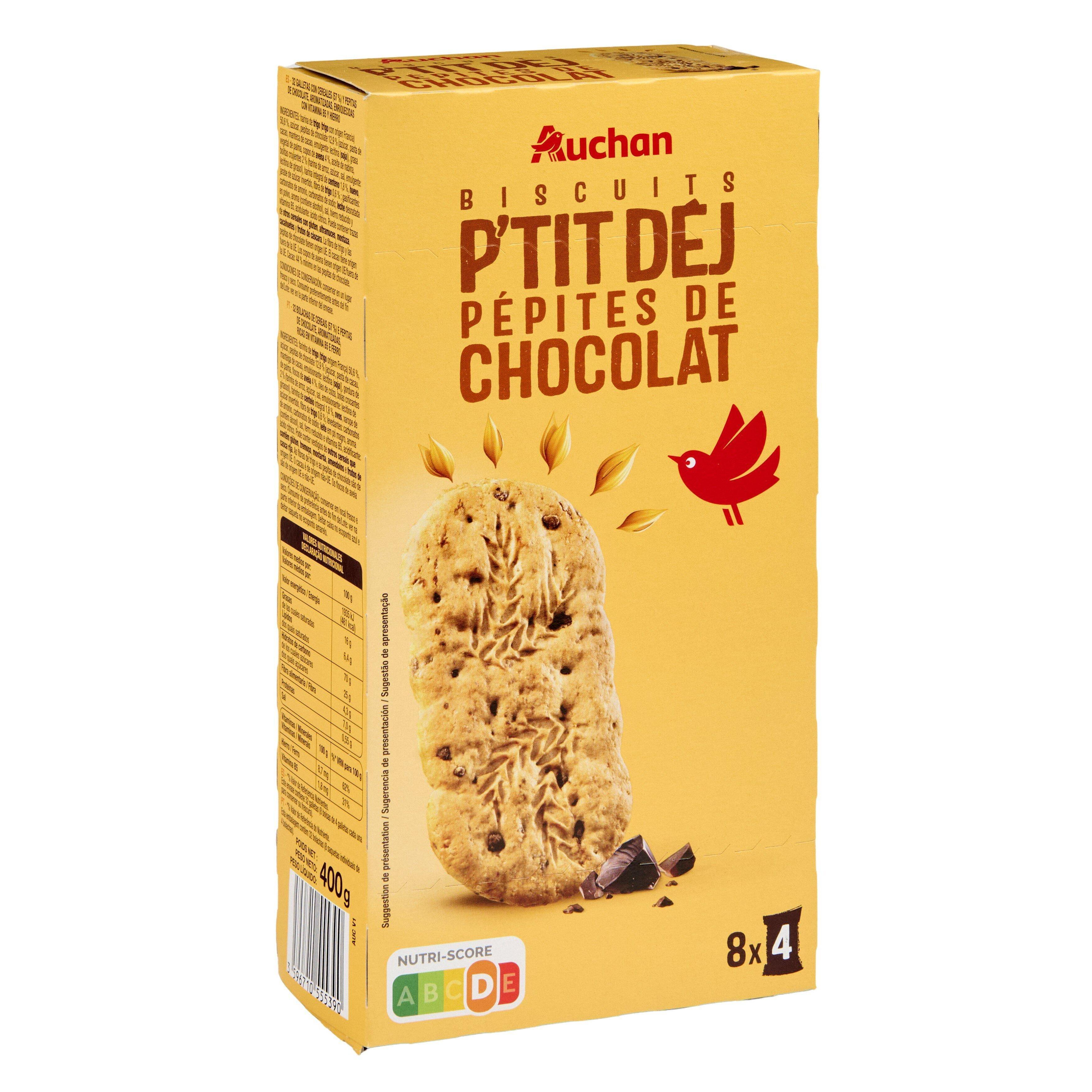 Voir la diapositive 5 : AUCHAN Biscuits petit-déjeuner pépites de chocolat 400g