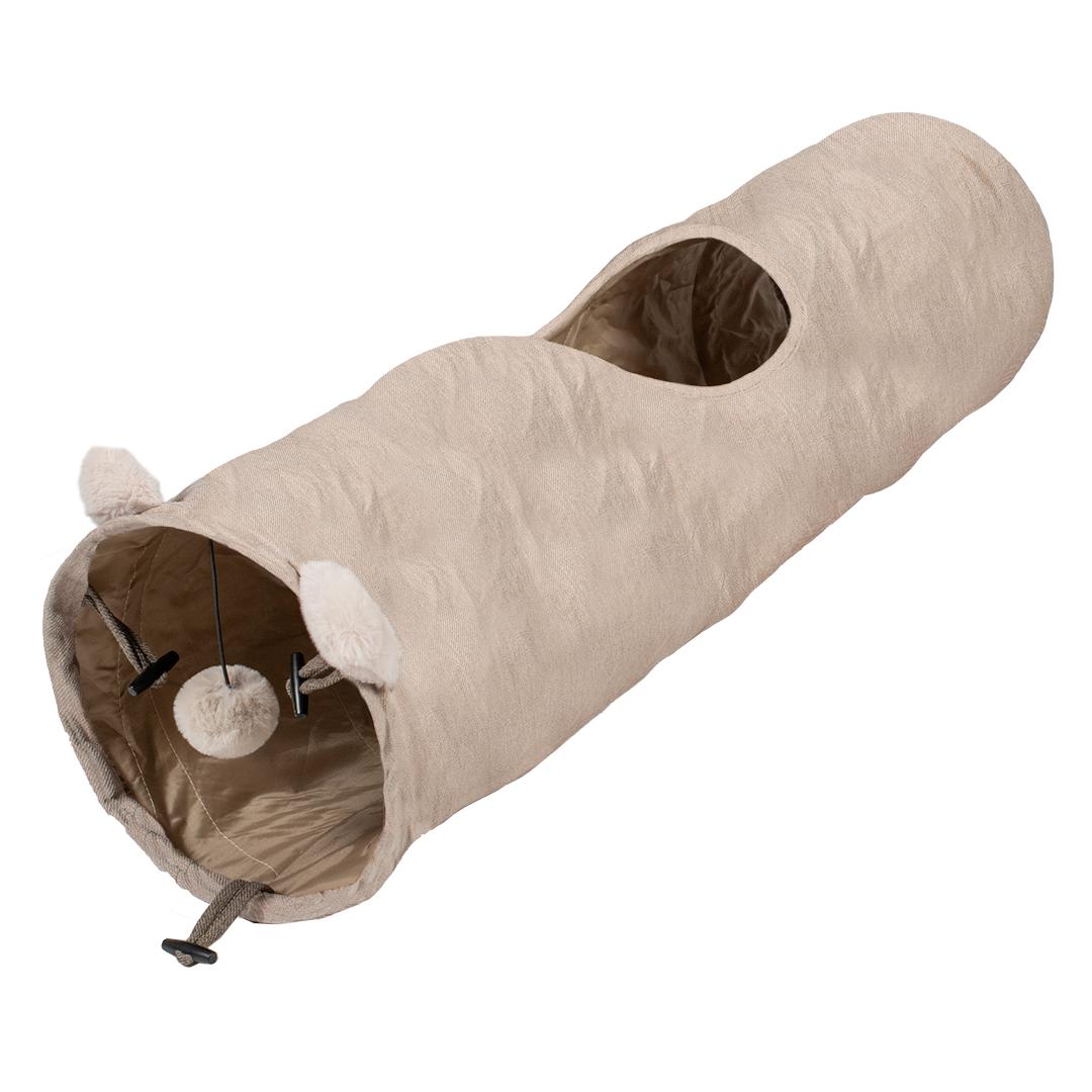 DUVOPLUS Tunnel de jeu Cozette taille 25x25x90cm en peluche pour chat 1 pièce