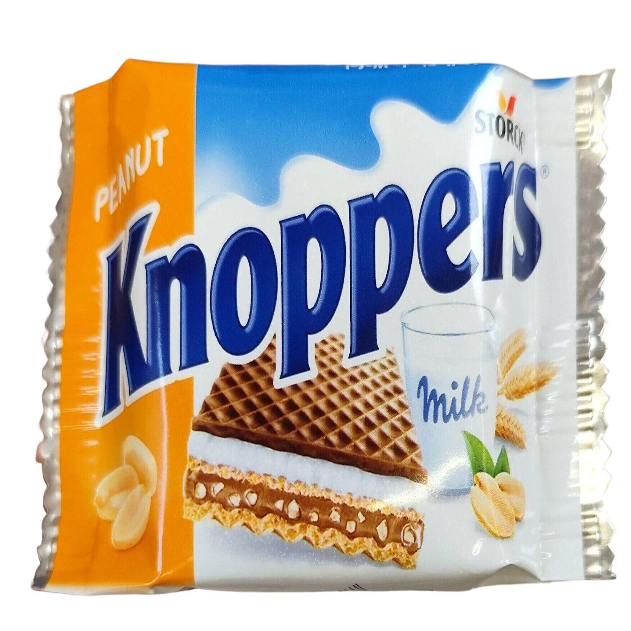 KNOPPERS Gaufrettes fourrées au lait et cacahuète 6 gaufrettes 150g