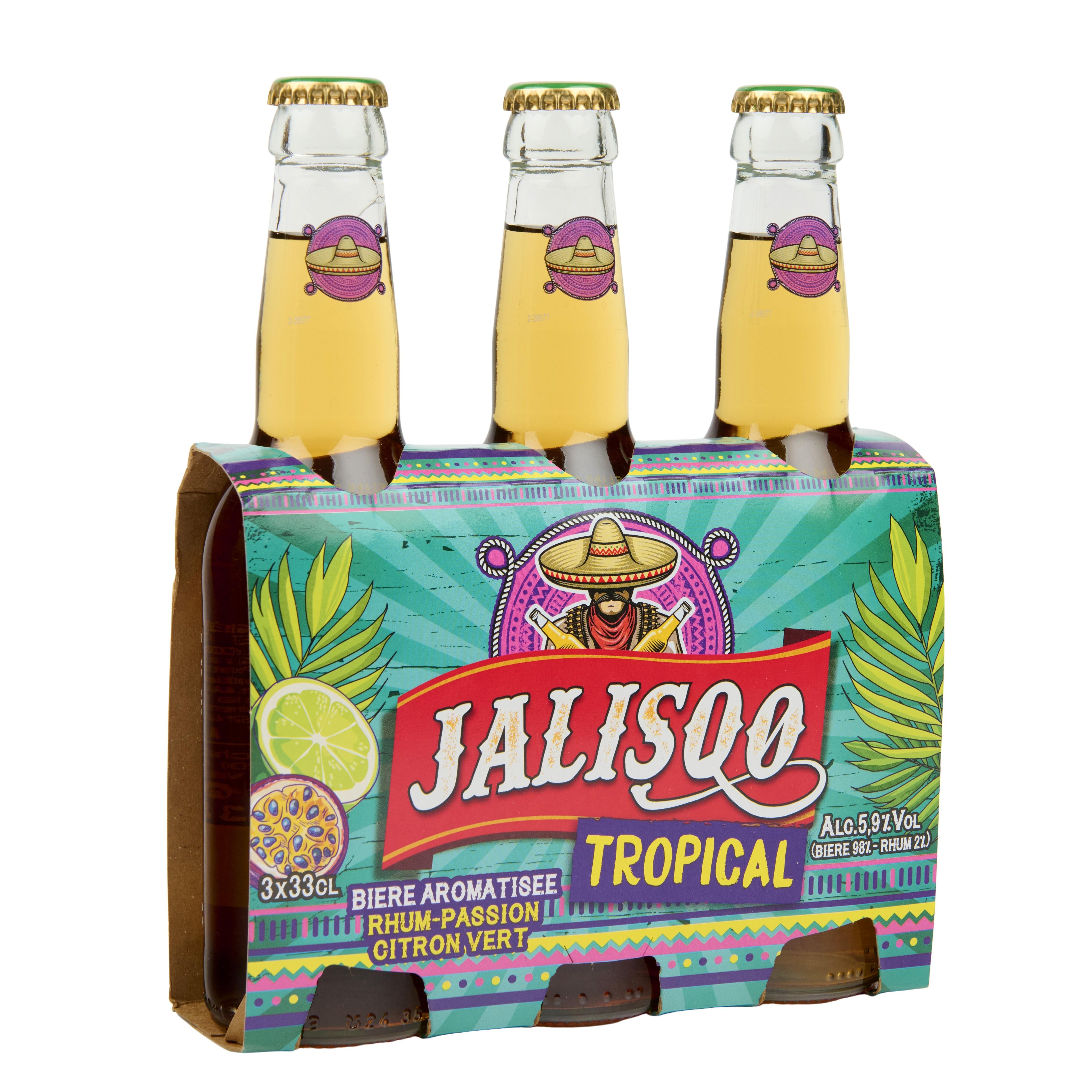 Voir la diapositive 2 : JALISQO Bière aromatisée goût tropical 5.9% boîte 3x33cl