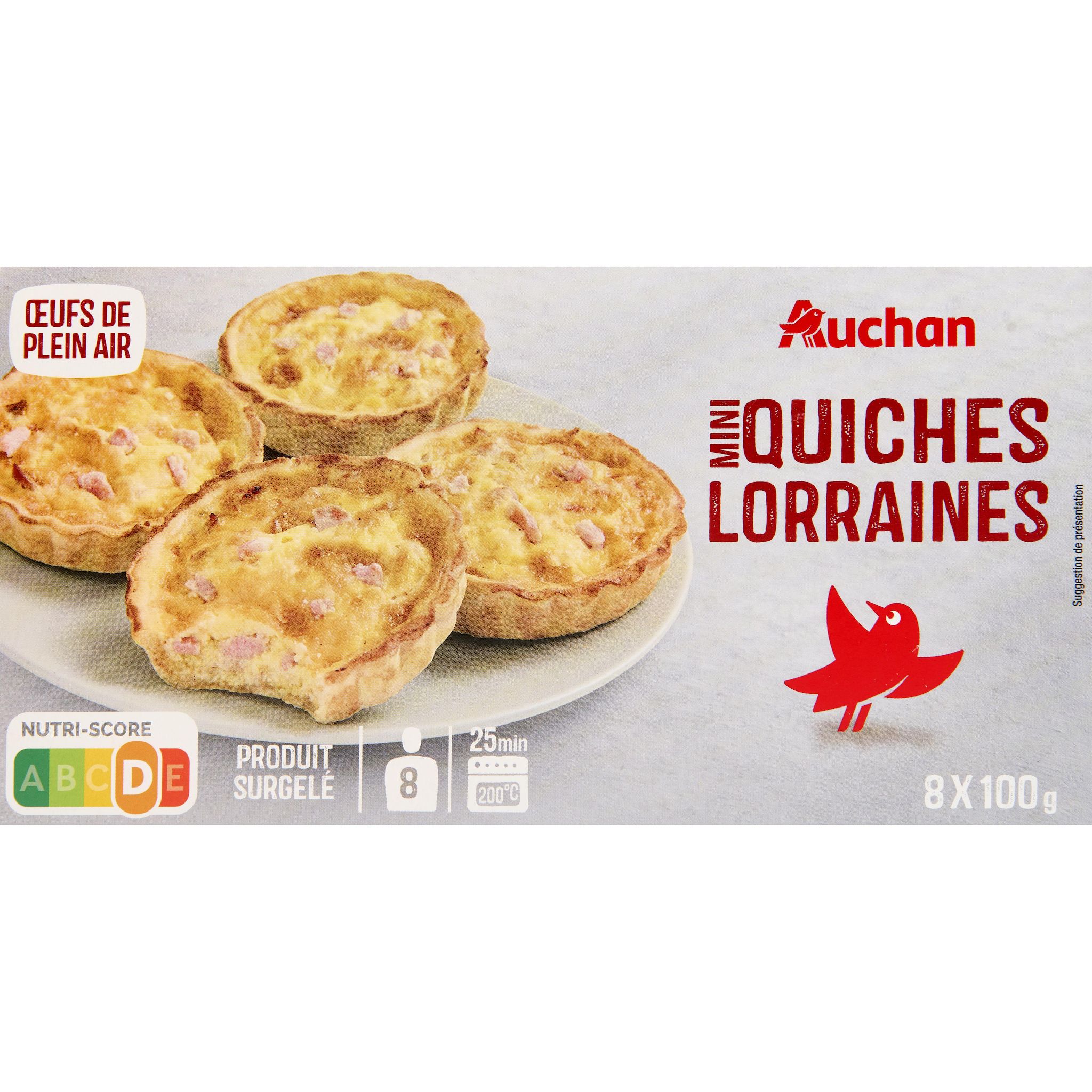 AUCHAN Quiches lorraine surgelées 8 pièces 800g