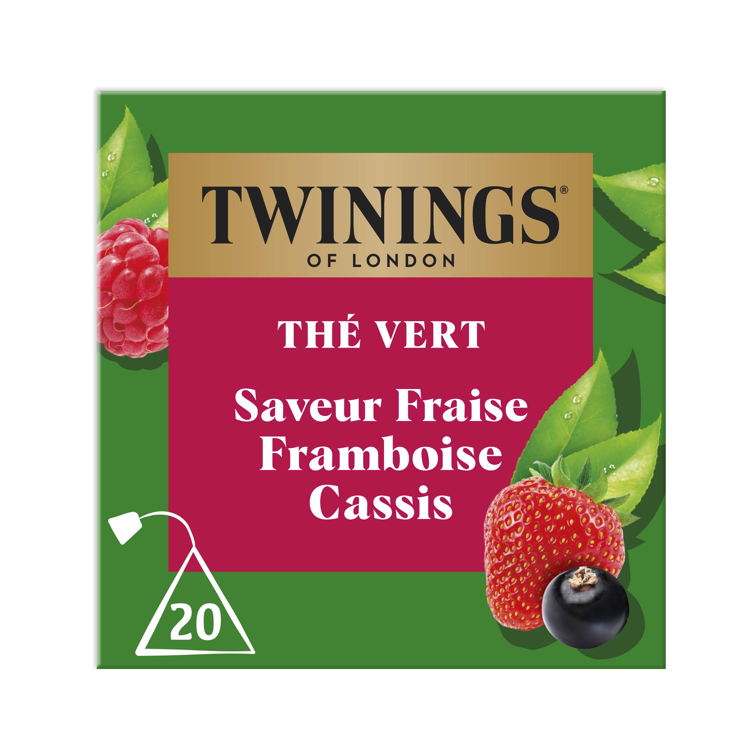 TWININGS Thé vert saveur fraise framboise  et cassis 20 sachets 30g
