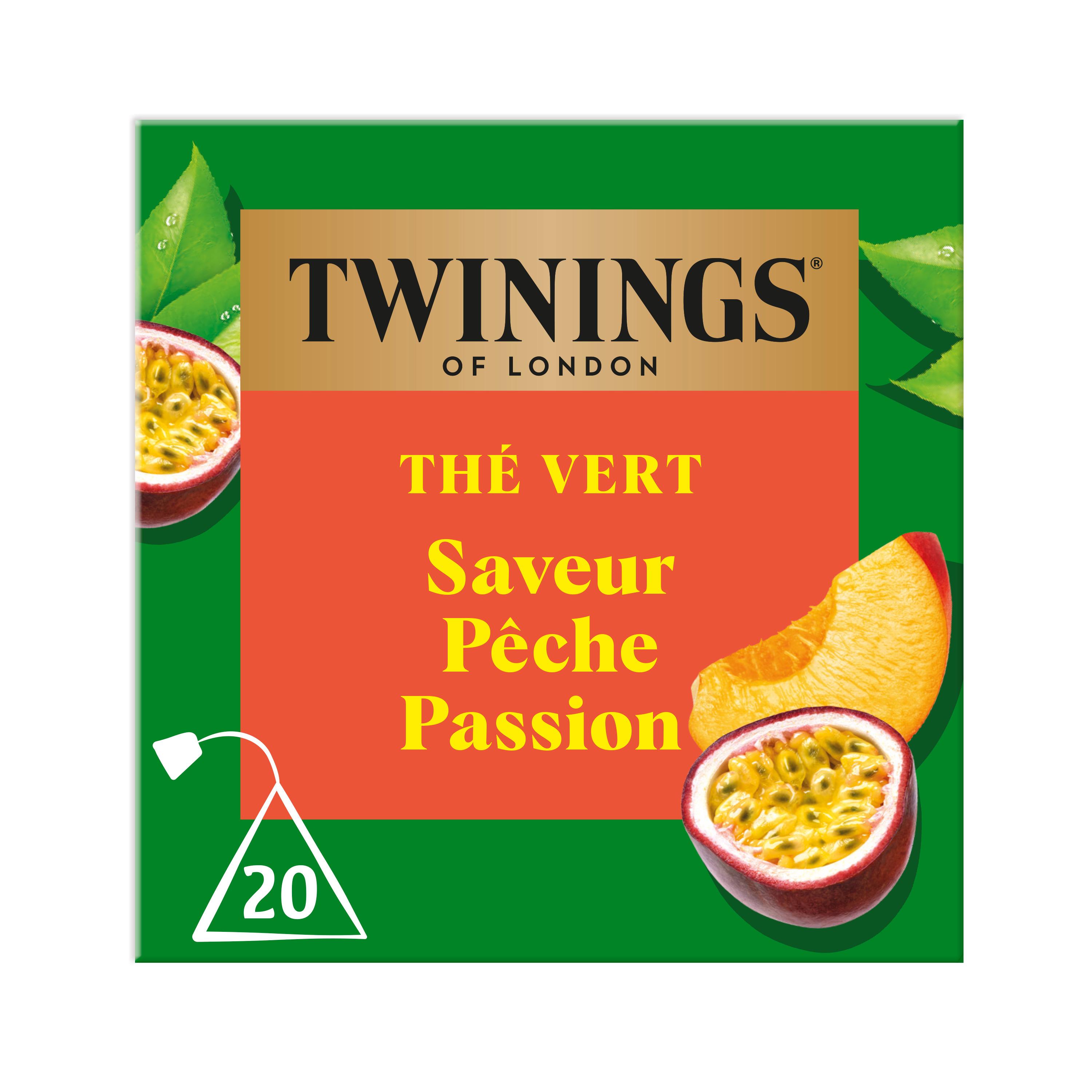 TWININGS Thé vert saveur pêche passion 20 sachets 30g