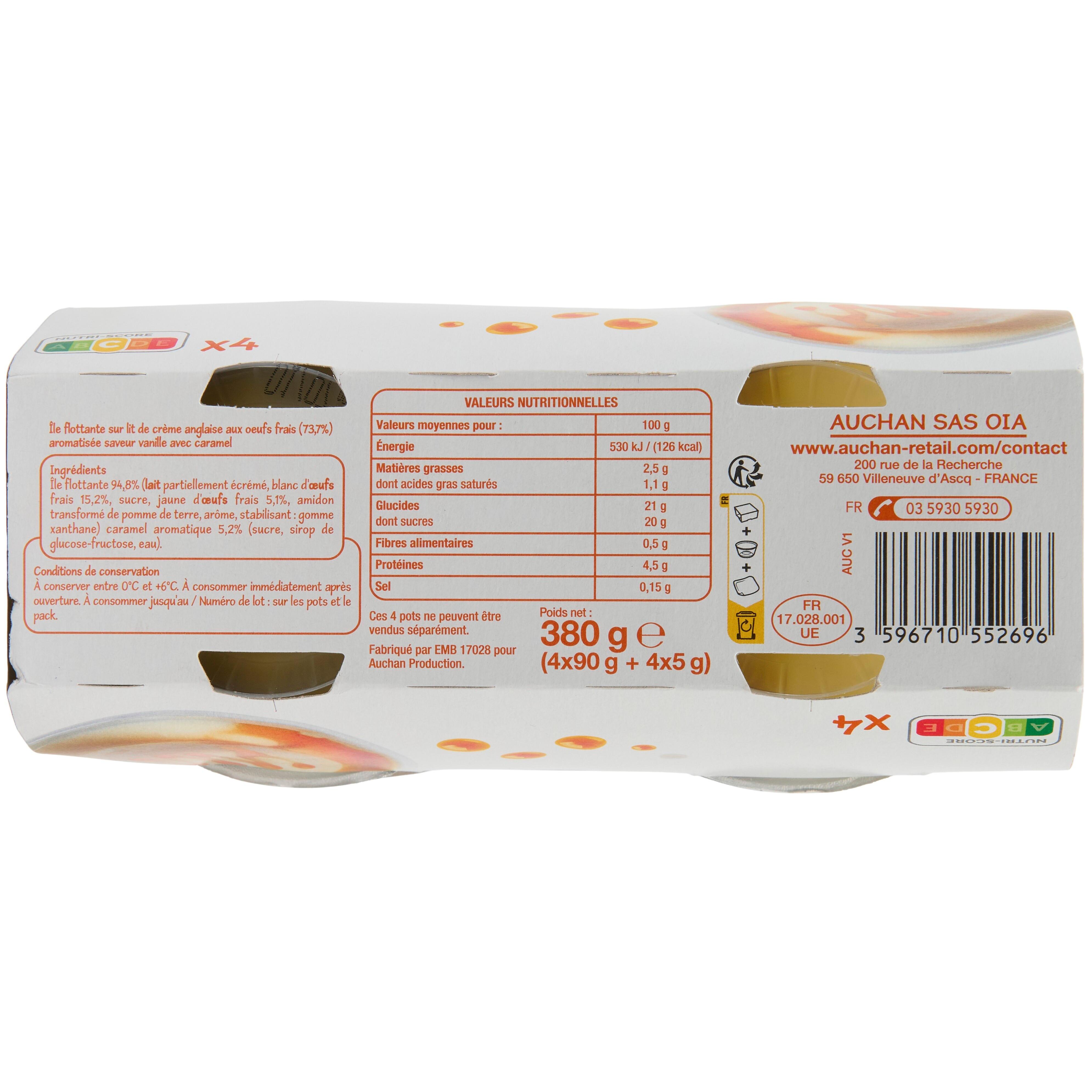Voir la diapositive 2 : POUCE Île flottante sur crème anglaise 4x95g