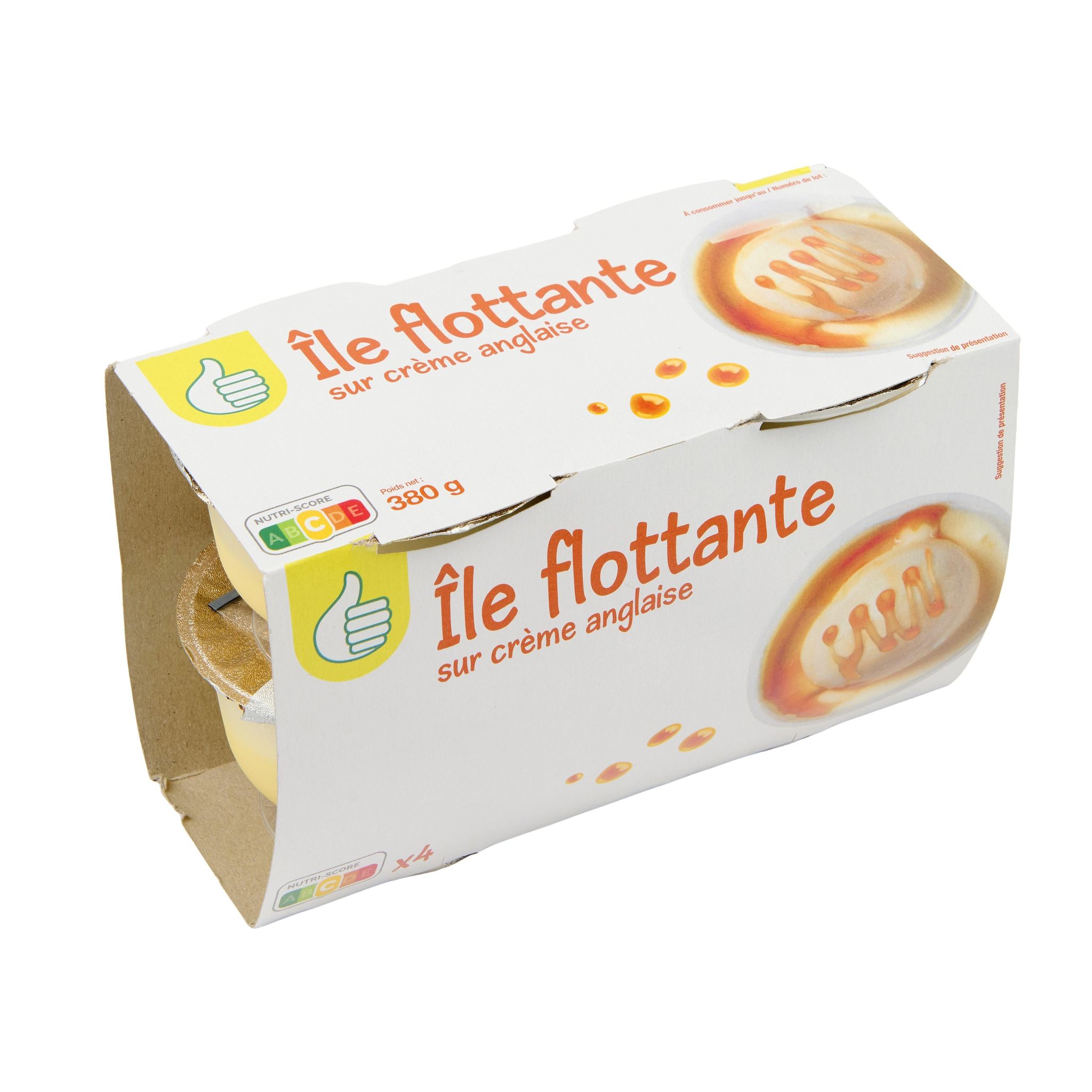 Voir la diapositive 2 : POUCE Île flottante sur crème anglaise 4x95g