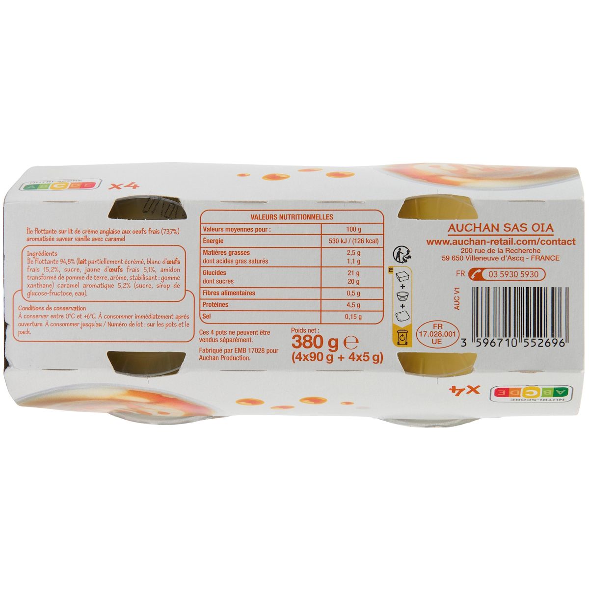 POUCE Île flottante sur crème anglaise 4x95g