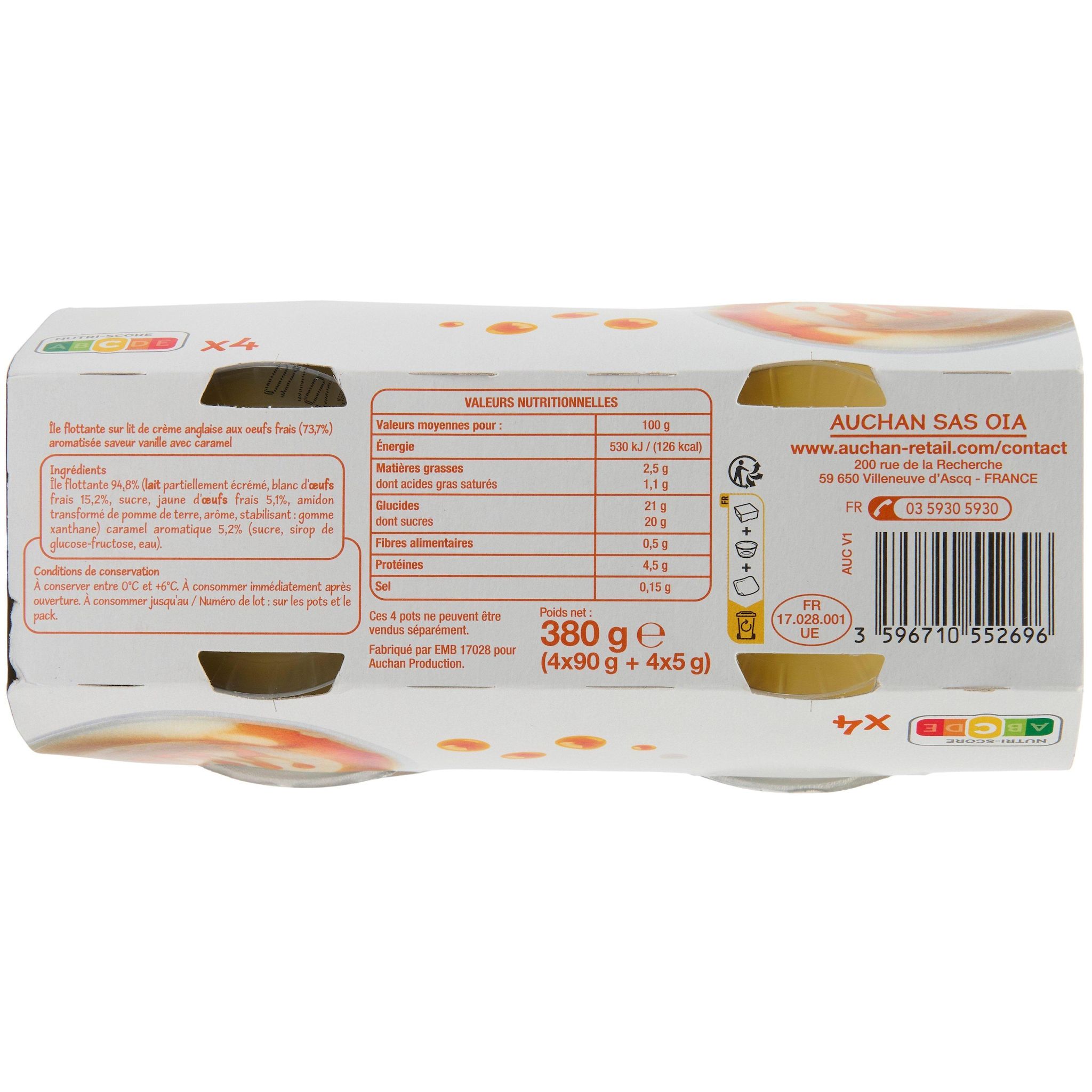 Voir la diapositive 3 : POUCE Île flottante sur crème anglaise 4x95g