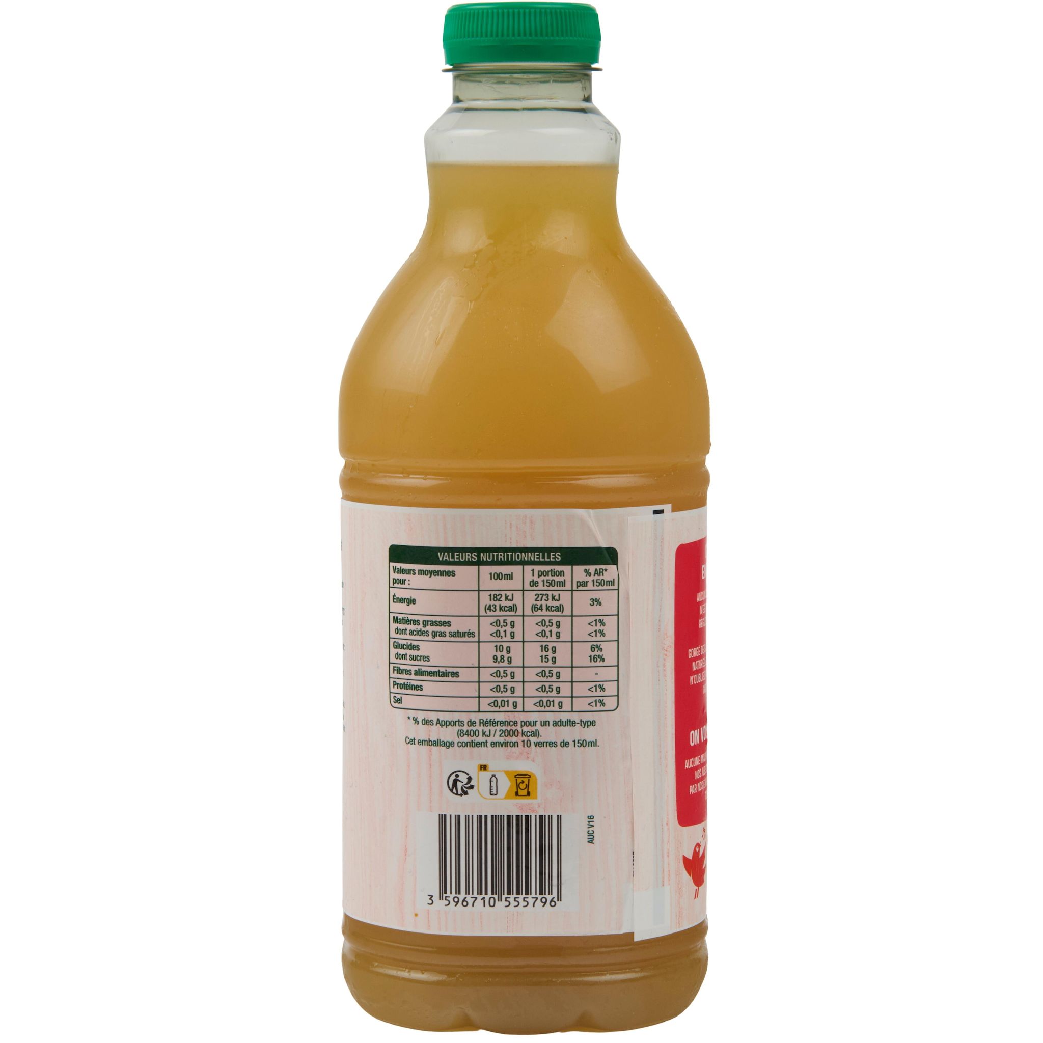 Voir la diapositive 2 : AUCHAN Jus pressé pomme origine France 1,5l