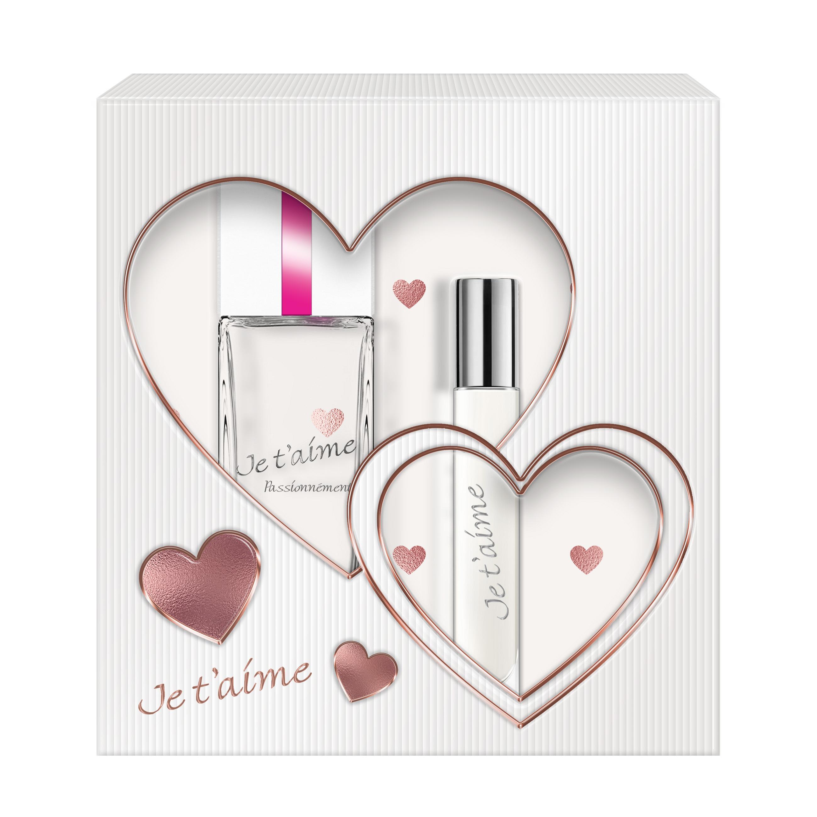 JE T'AIME Coffret passionnément 1 eau de parfum 100ml+1 vaporisateur de sac 12ml 1 coffret de 2 pièces