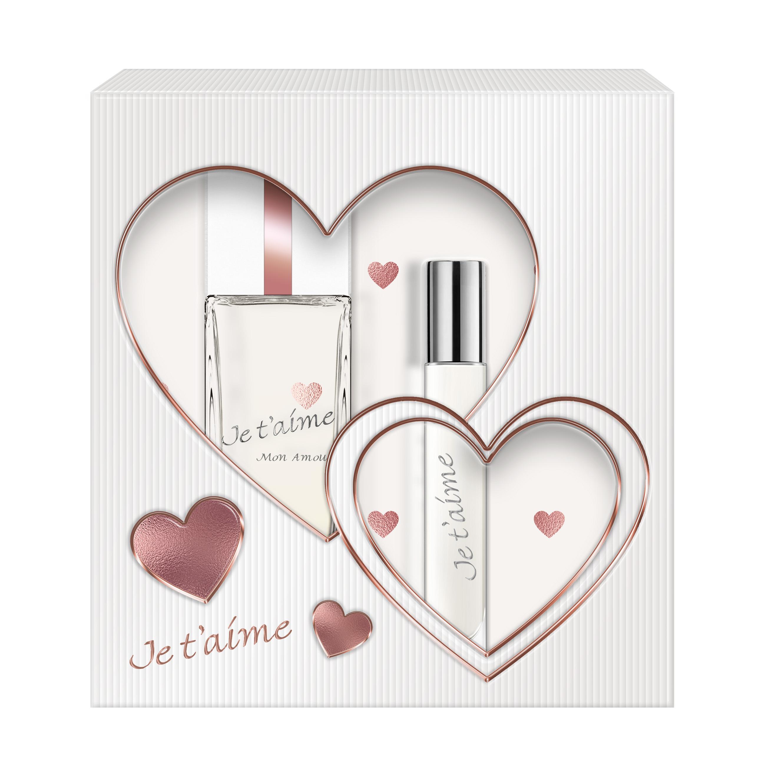 JE T'AIME Coffret mon amour 1 eau de parfum 100ml+1 vaporisateur de sac 10ml 1 coffret de 2 pièces