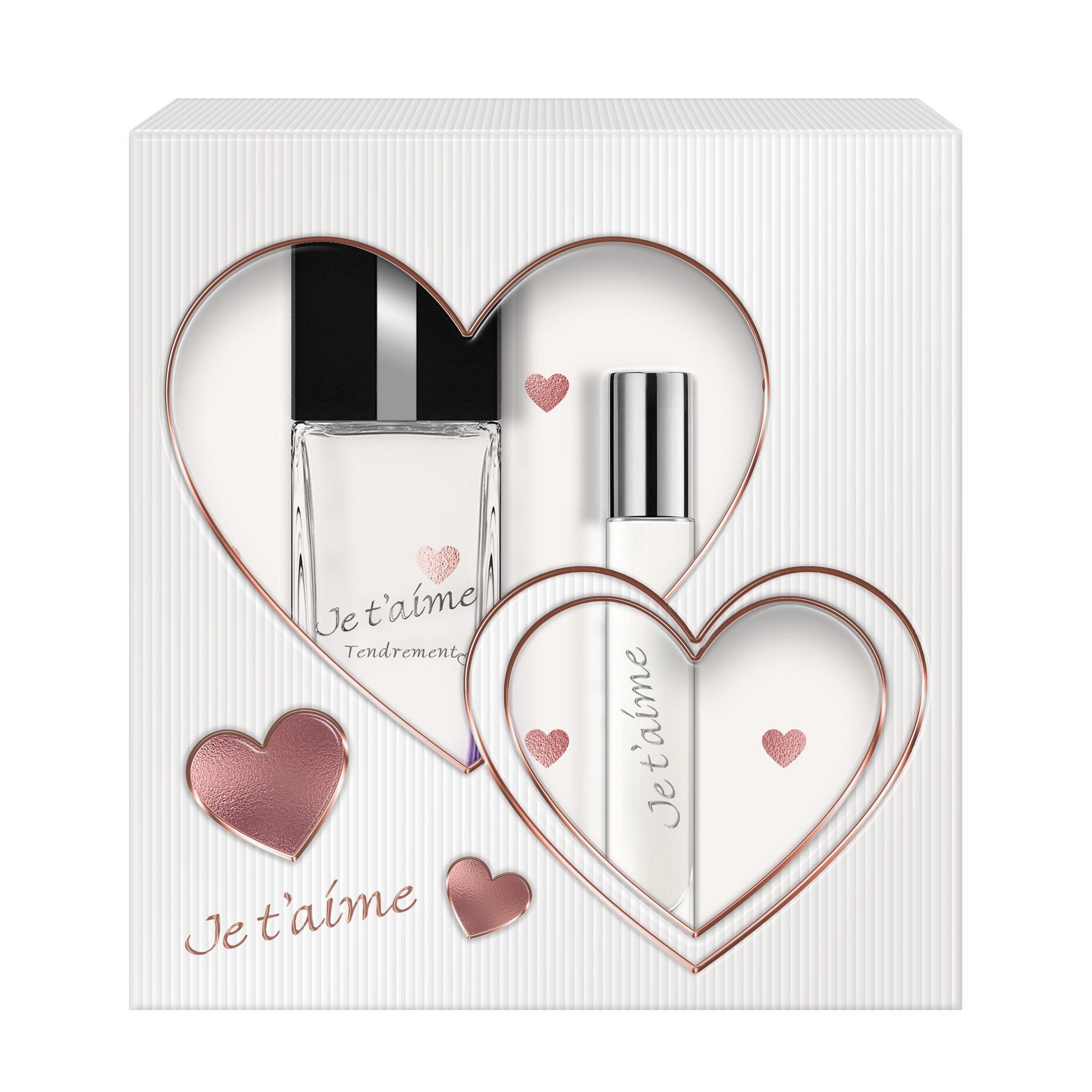JE T'AIME Coffret tendrement 1 eau de parfum 100ml+1 vaporisateur de sac 10ml 1 coffret de 2 pièces